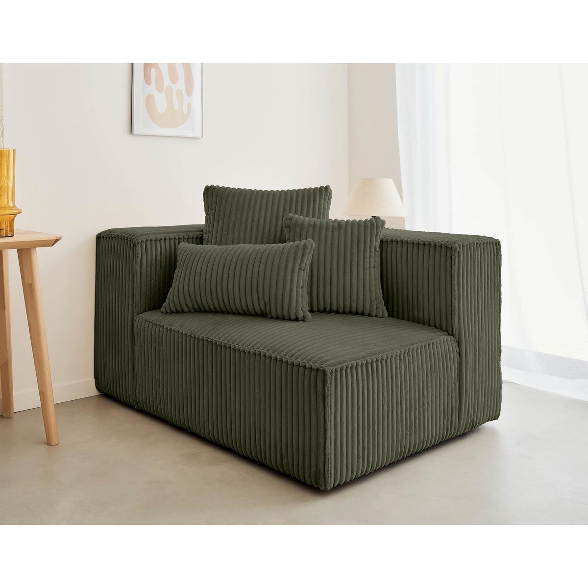 LISA DESIGN Colombine - module d'assise gauche - en velours côtelé grosses côtes