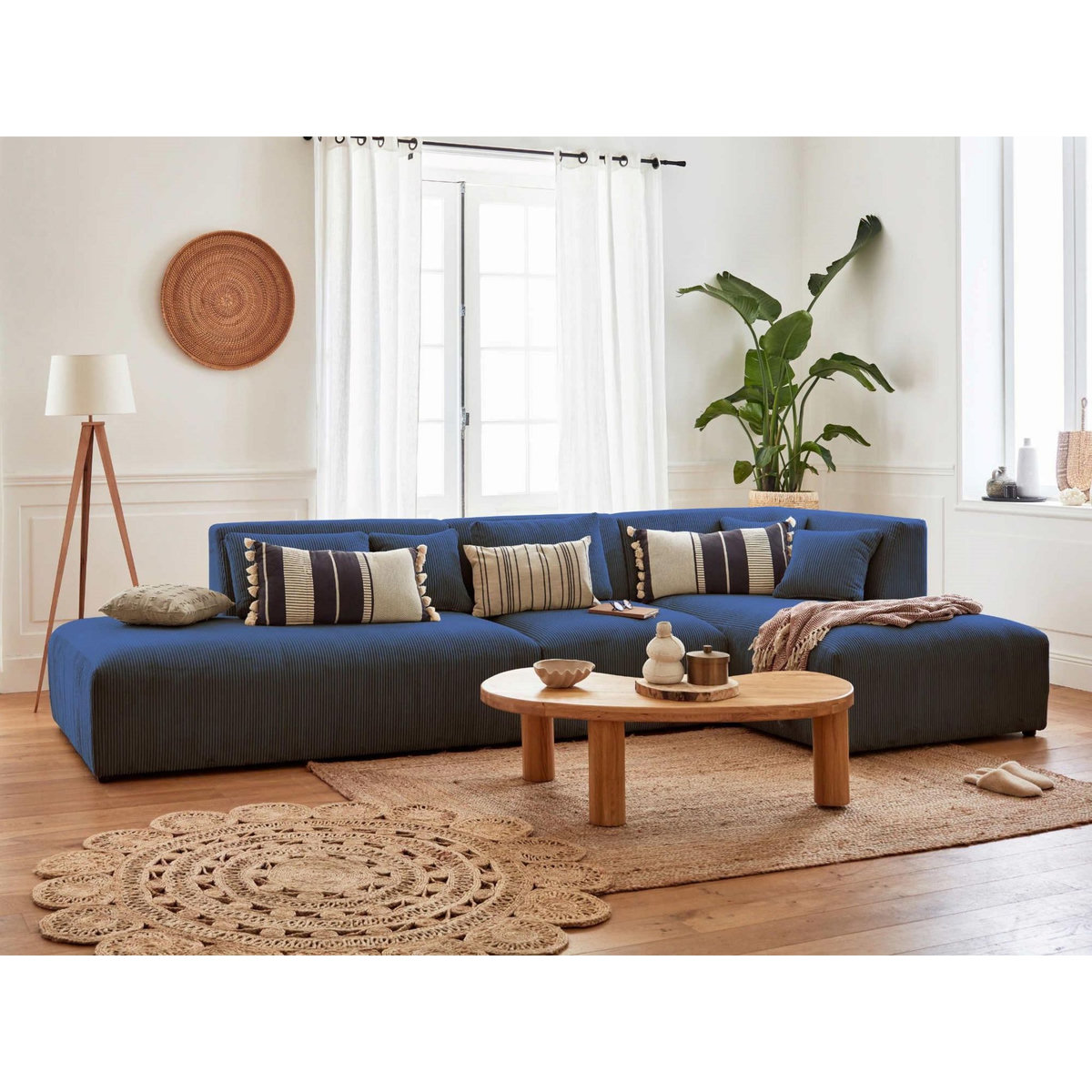 LISA DESIGN Victoire - canapé modulable d'angle droit - 5 places - en velours côtelé