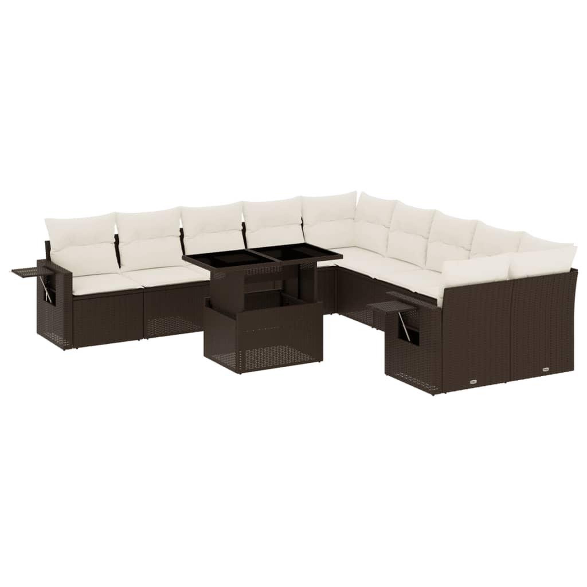 Voir la diapositive 2 : VIDAXL Salon de jardin et coussins 11 pcs marron resine tressee
