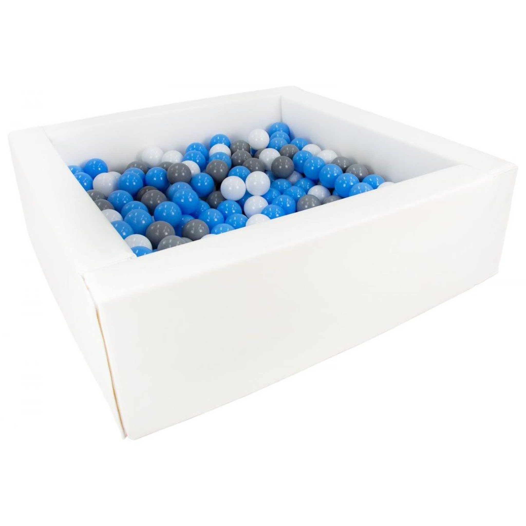 VELINDA Piscine à balles carrée avec 300 balles - blanc/blanc, bleu clair, gris