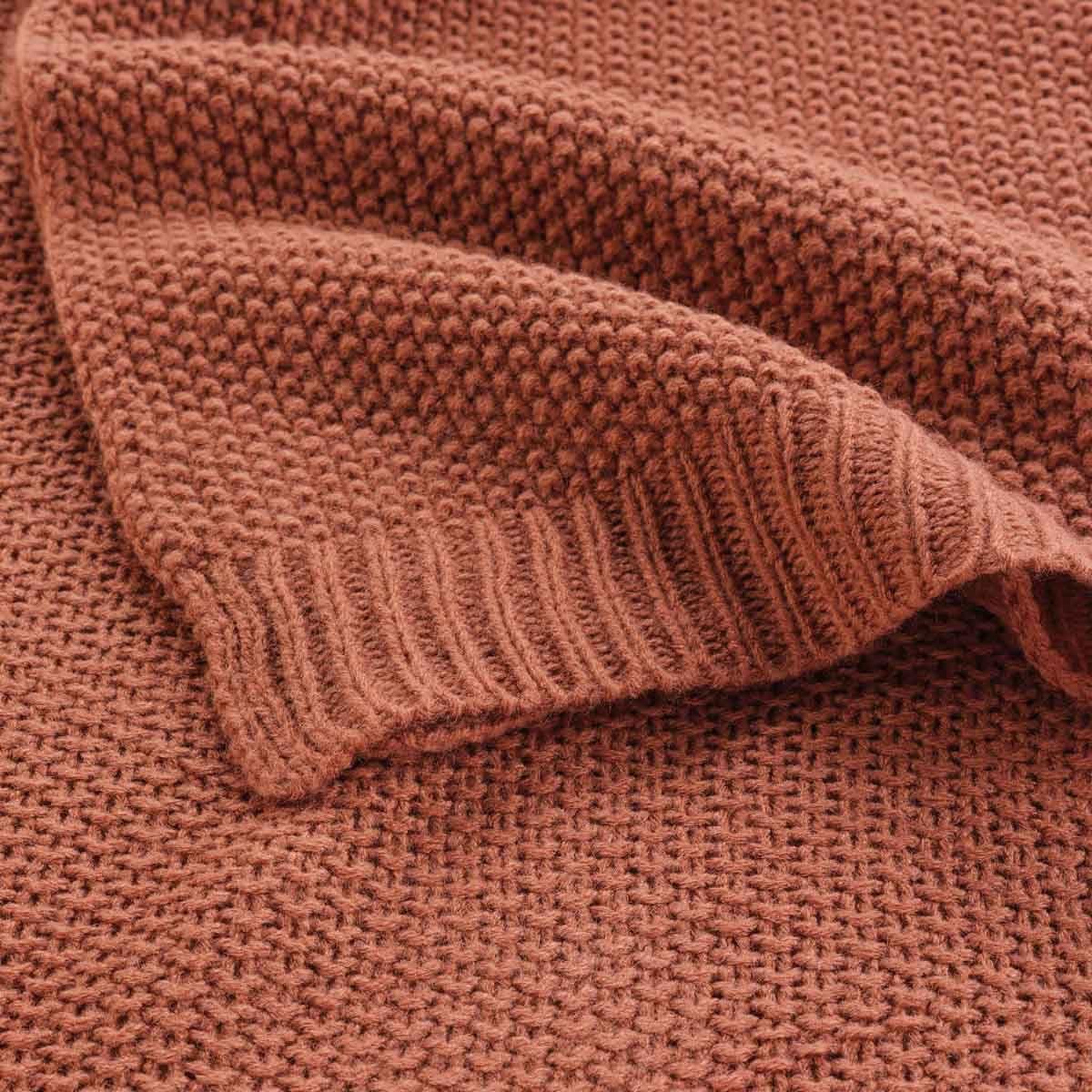 Voir la diapositive 3 : Douceur d'Intérieur Plaid déco uni  tricotine  125x150cm terracotta