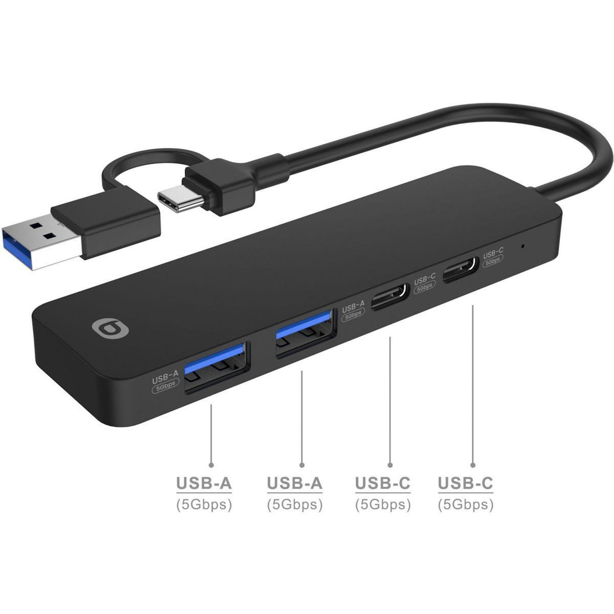 ESSENTIEL B Hub USB C 4 en 1 USB C Noir  - Vr