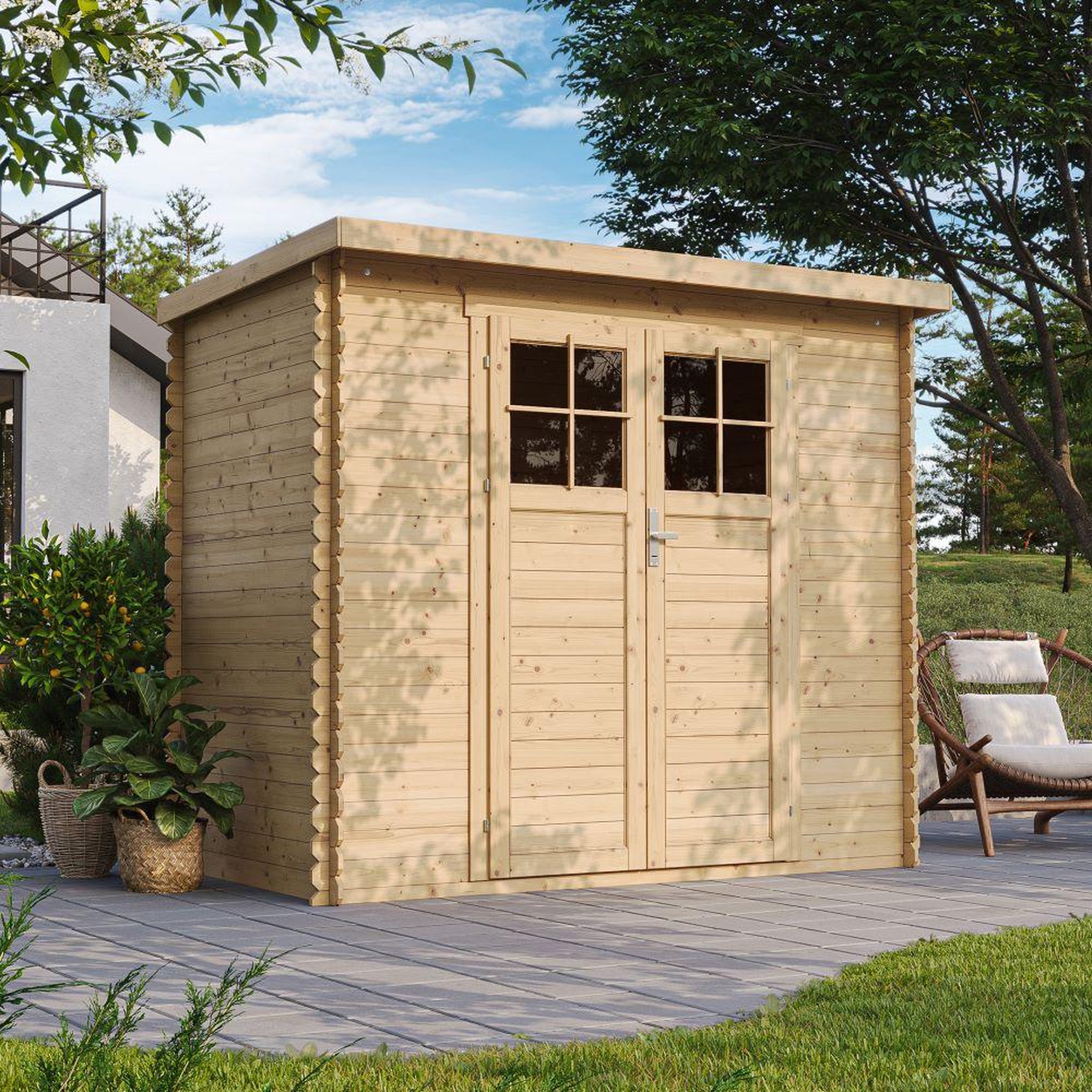 Voir la diapositive 4 : TIMBELA Abri de Jardin en Bois 2.63 m², Cabanon Jardin Exterieur à Outils et Velo avec M310F