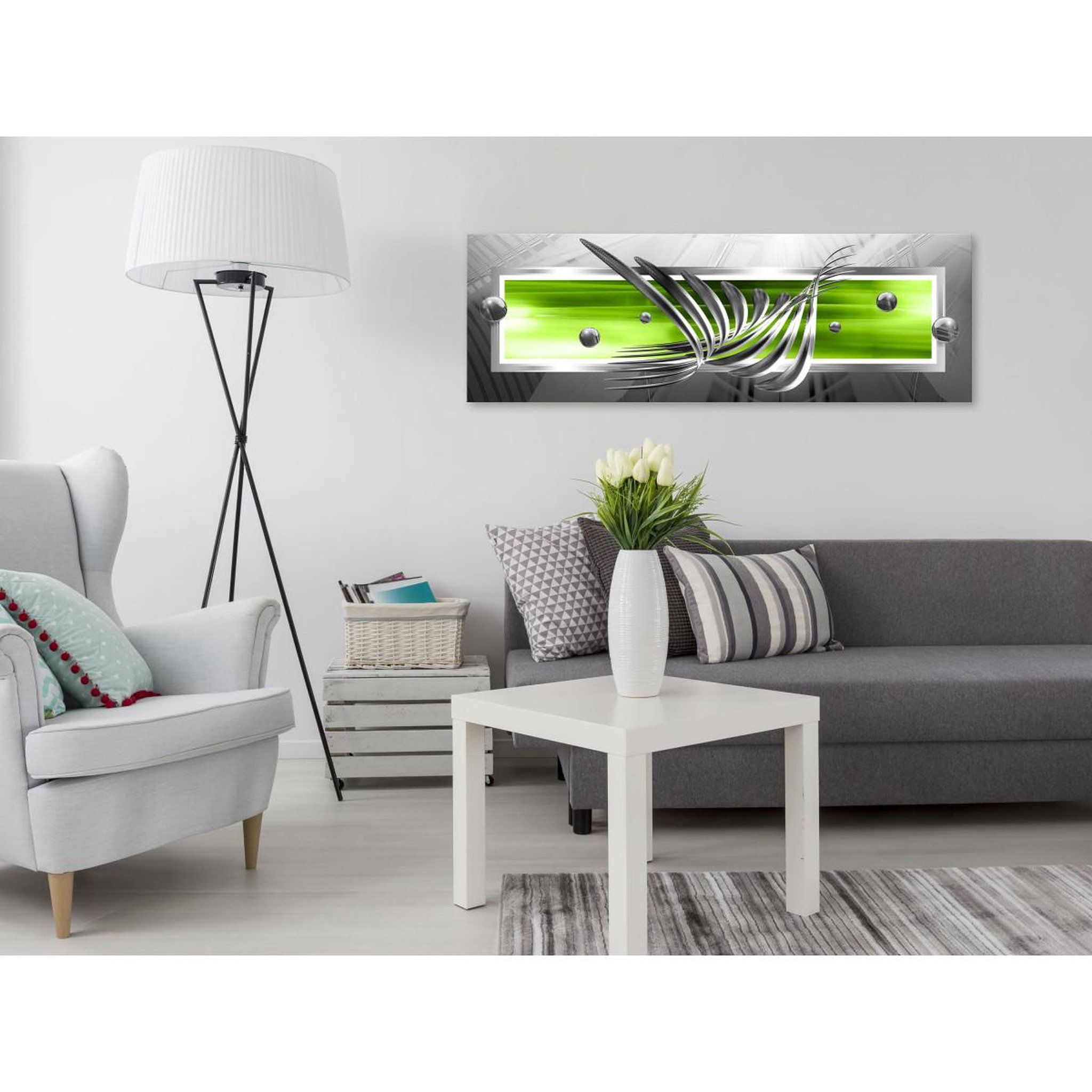 Voir la diapositive 2 : Paris Prix Tableau Imprimé  Silver Wings Narrow Green