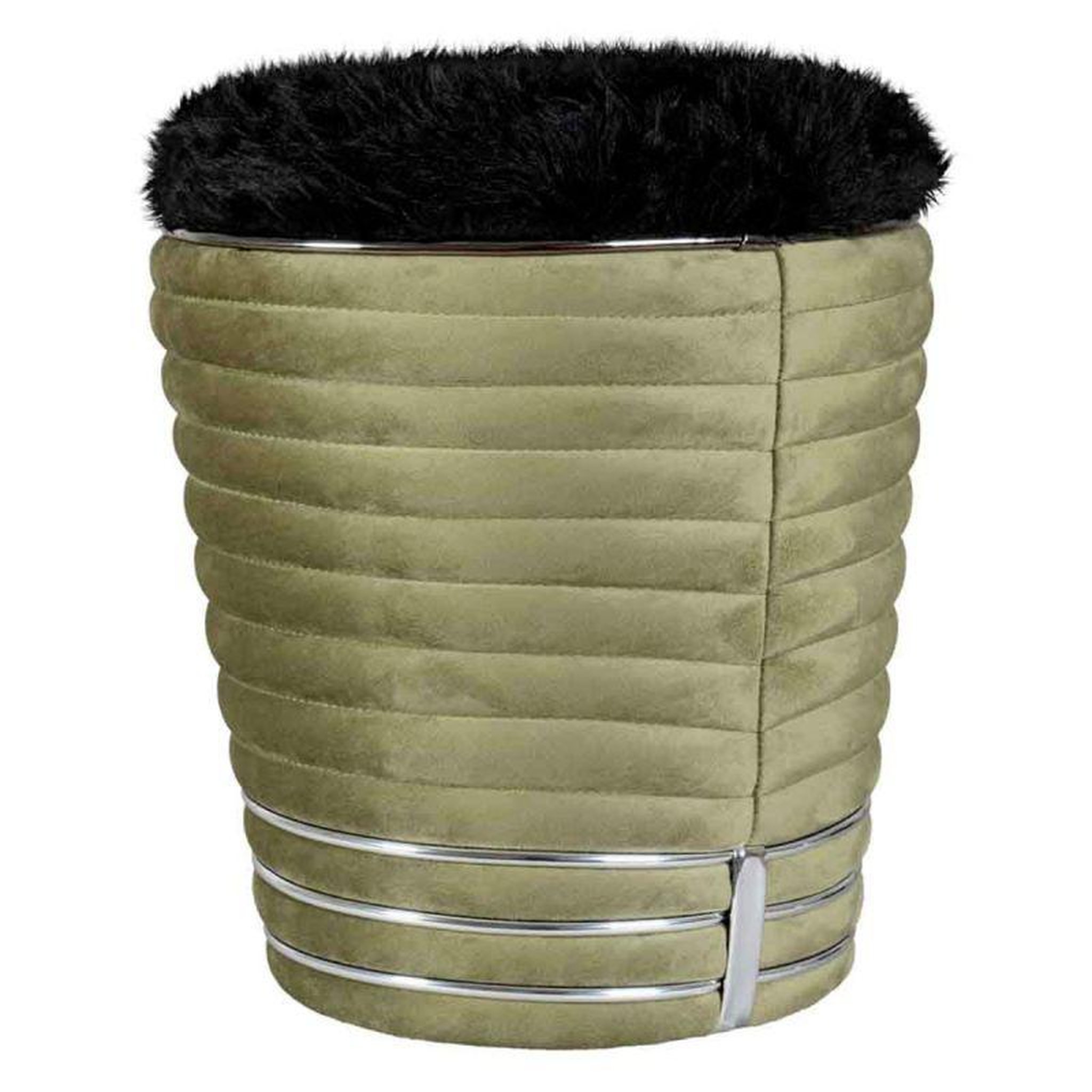 Voir la diapositive 1 : Paris Prix Tabouret Design en Tissu  Doric  50cm Vert & Gris