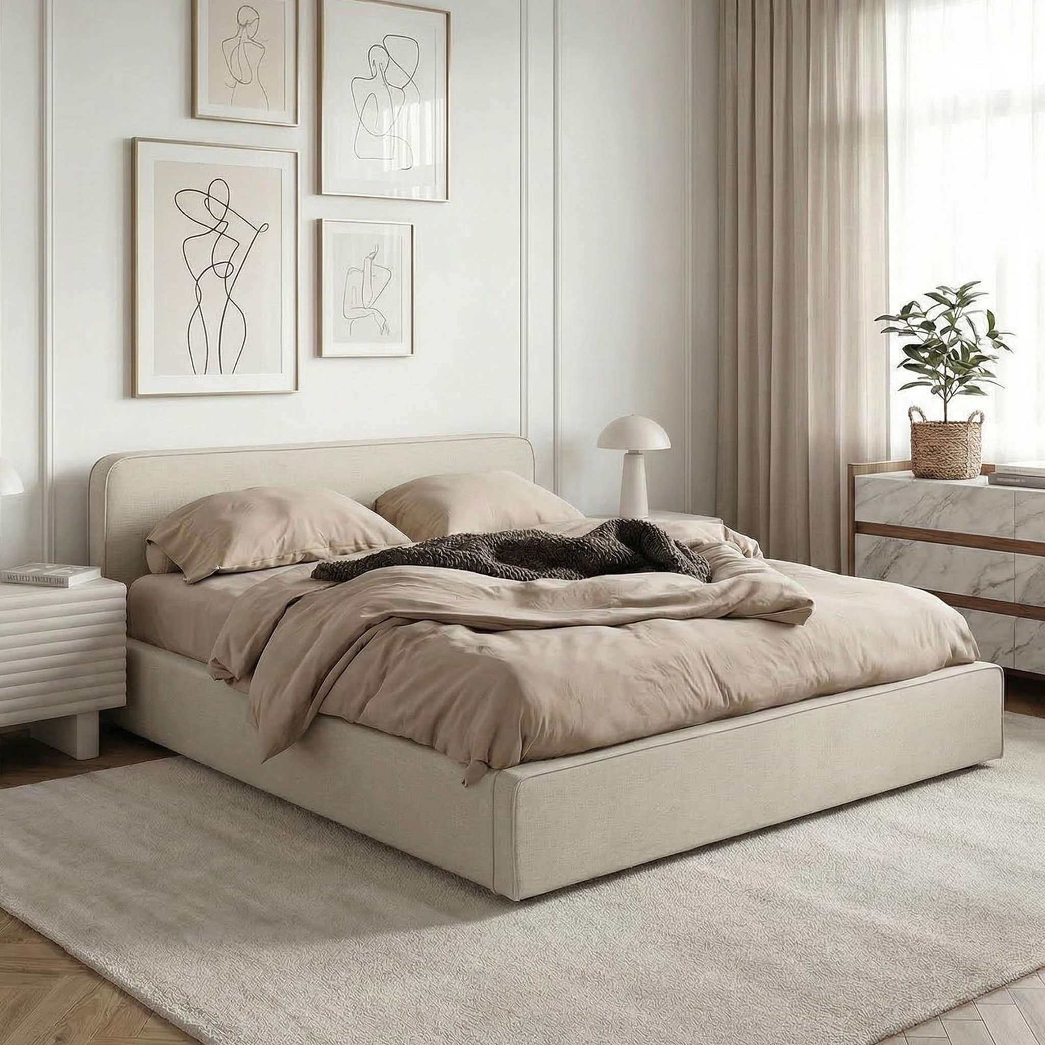 Voir la diapositive 2 : IDIMEX Lit double BELARTI 140 x 190 cm, revêtement en tissu