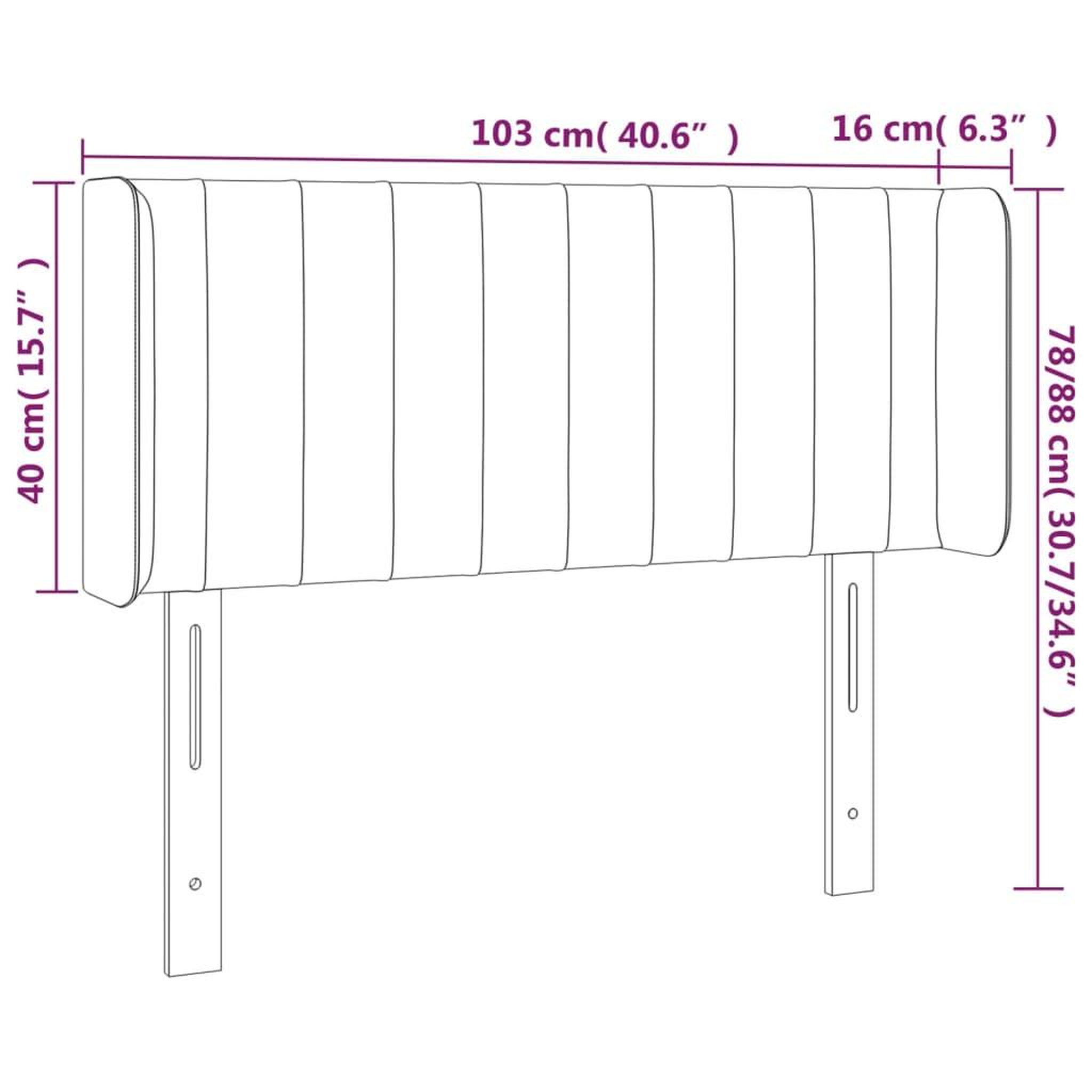 Voir la diapositive 6 : VIDAXL Tete de lit avec oreilles Gris clair 103x16x78/88 cm Tissu