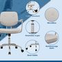 Voir la diapositive 5 : VINSETTO Chaise de bureau design néo-rétro - dossier 2 boutons, accoudoirs rembourrés - piètement structure acier chromé PU beige
