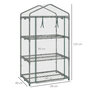 Voir la diapositive 3 : OUTSUNNY Serre de jardin balcon étagère serre 3 niveaux dim. 69L x 49l x 125H cm métal thermolaqué vert PVC haute densité transparent