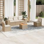 VIDAXL Salon de jardin avec coussins 6 pcs beige resine tressee
