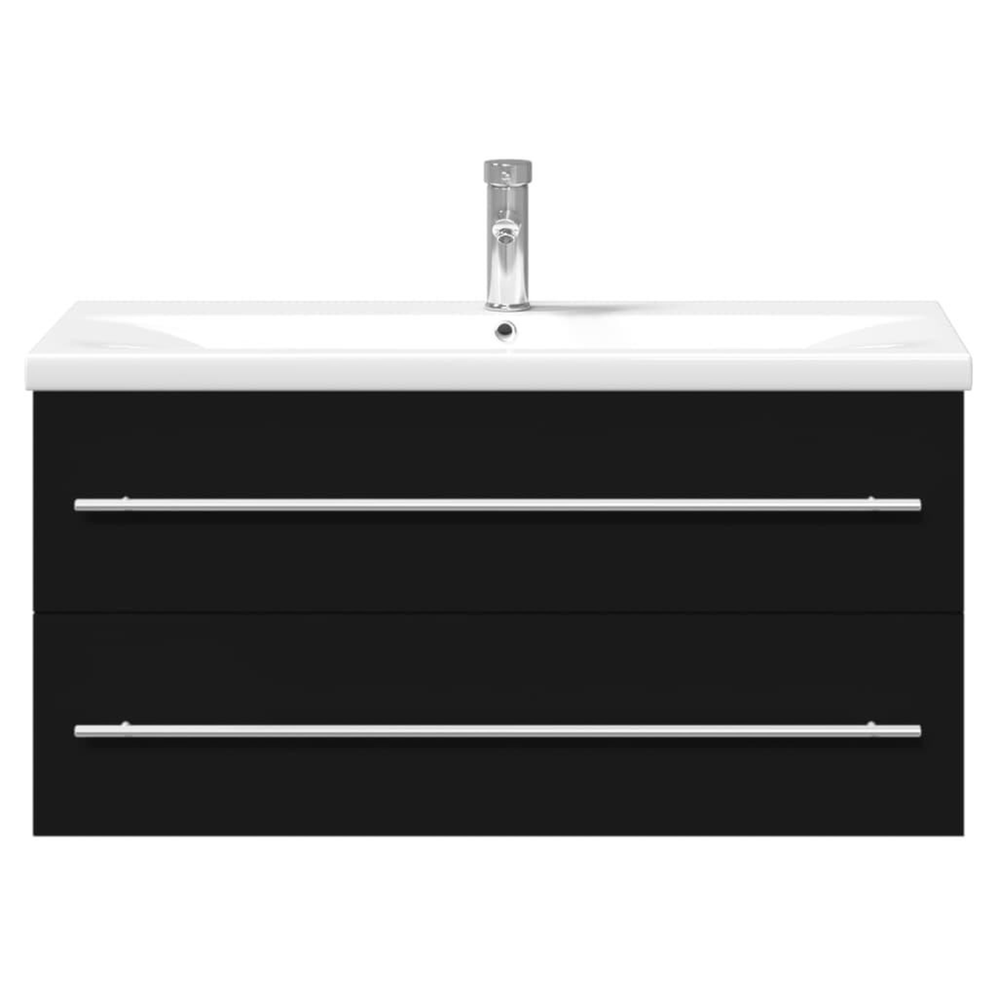Voir la diapositive 4 : VIDAXL Armoire lavabo de salle de bain avec bassin integre noir