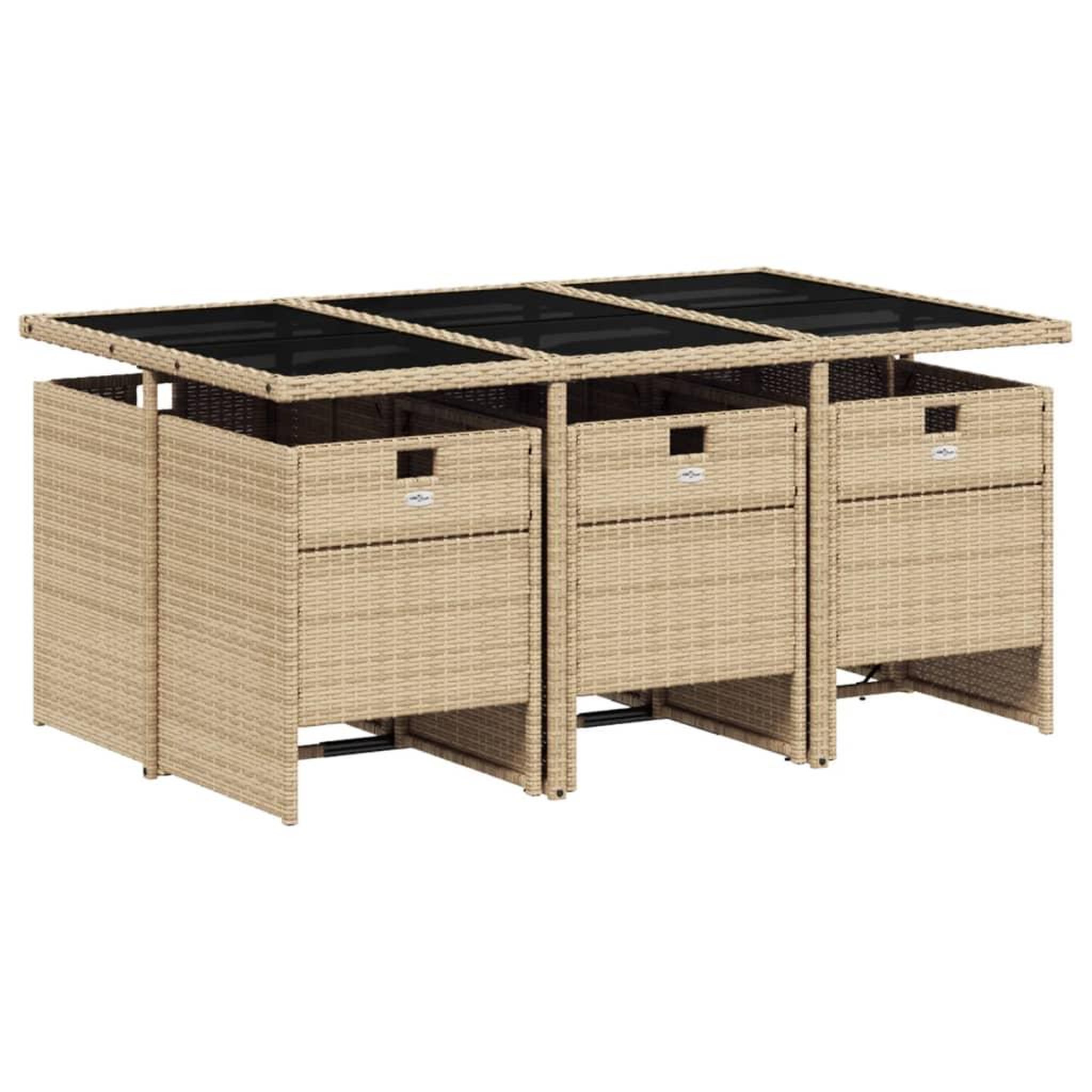 Voir la diapositive 3 : VIDAXL Ensemble a manger de jardin coussins 7 pcs melange beige rotin