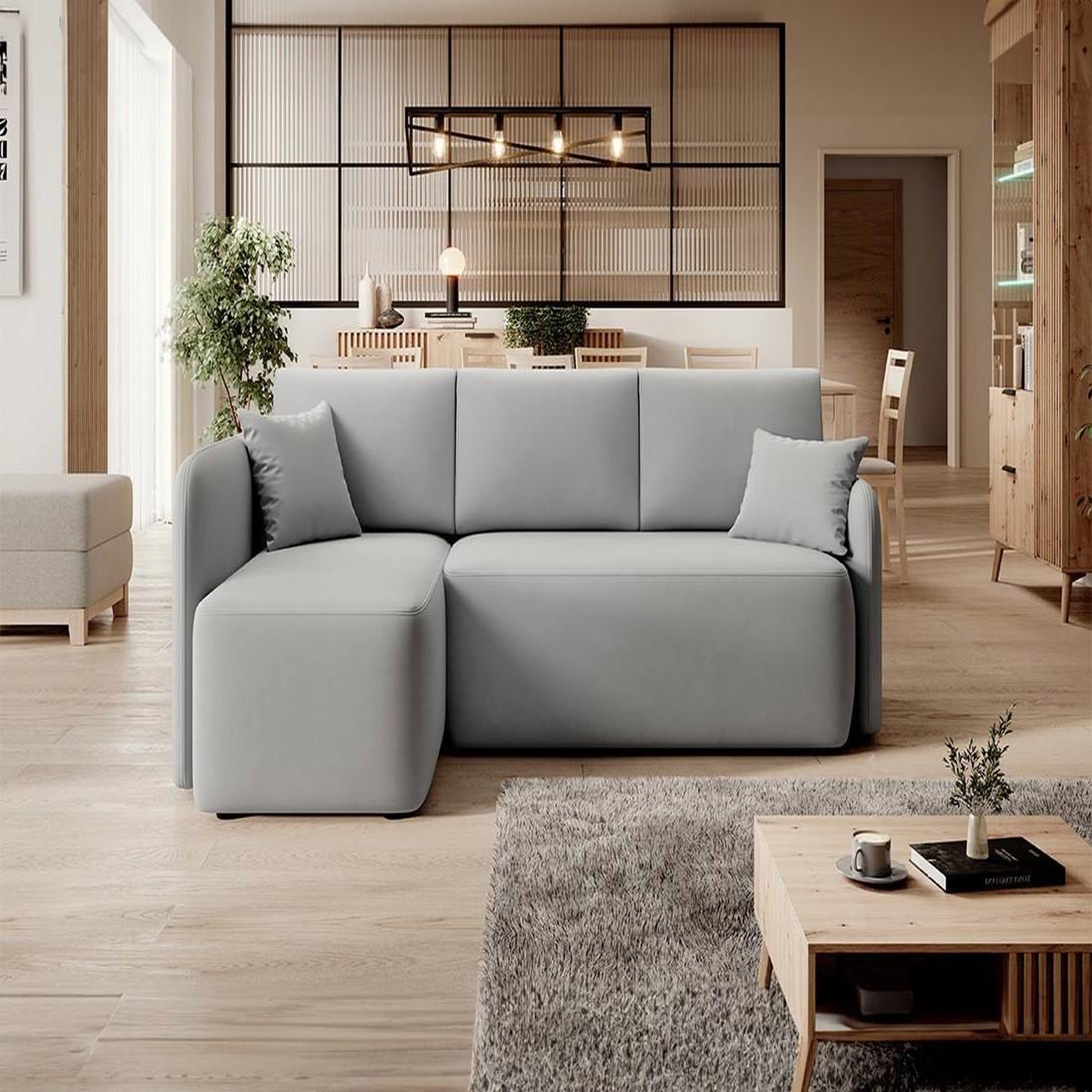 Voir la diapositive 1 : BEST MOBILIER Suzie - canapé d'angle gauche 4 places convertible avec coffre en velours
