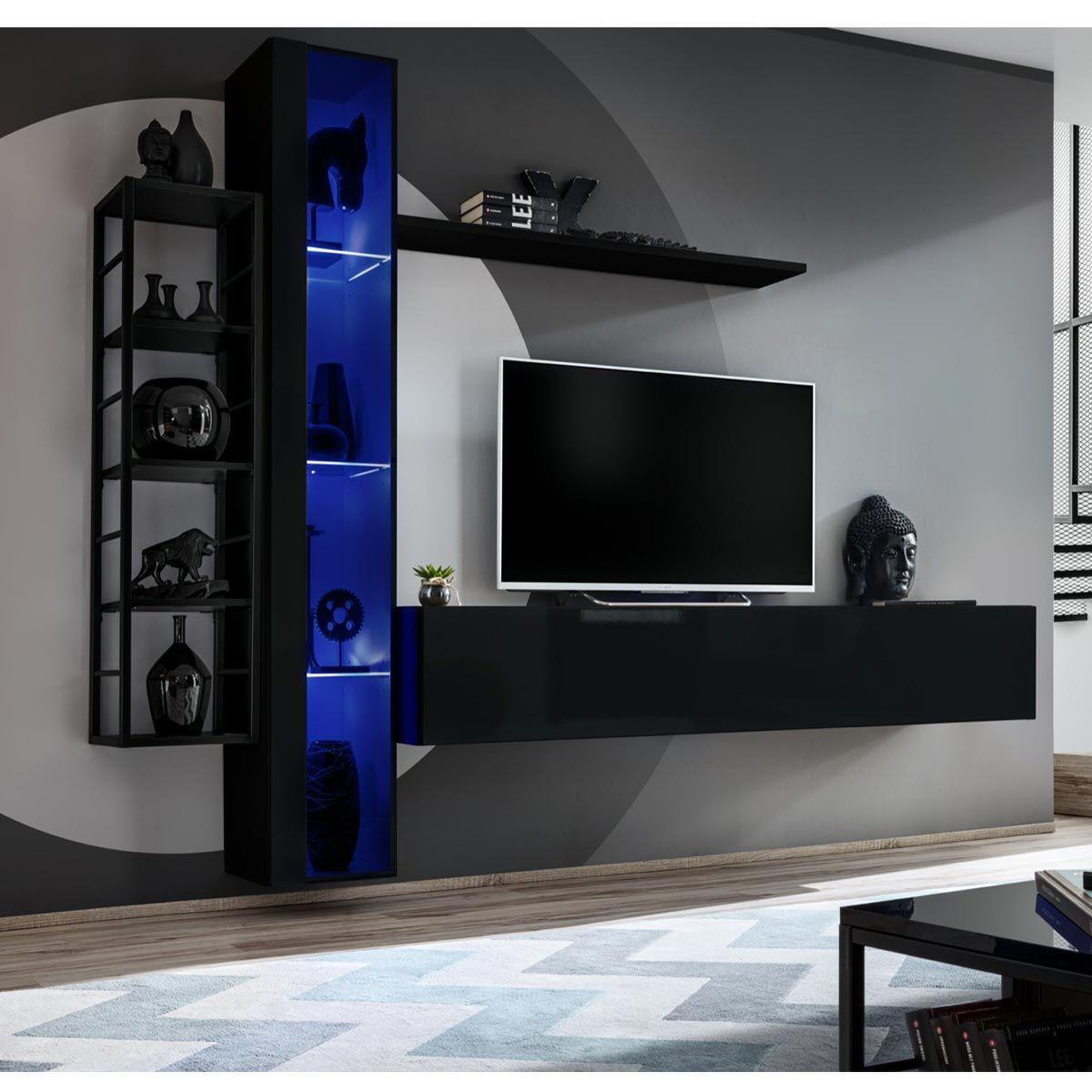 Paris Prix Ensemble meuble tv design  switch vii  240cm noir