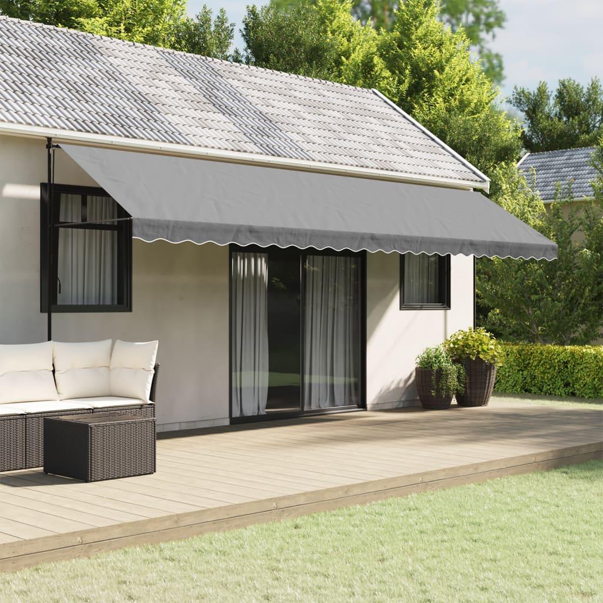 VIDAXL Tissu de remplacement de cantonniere d'auvent rayure anthracite