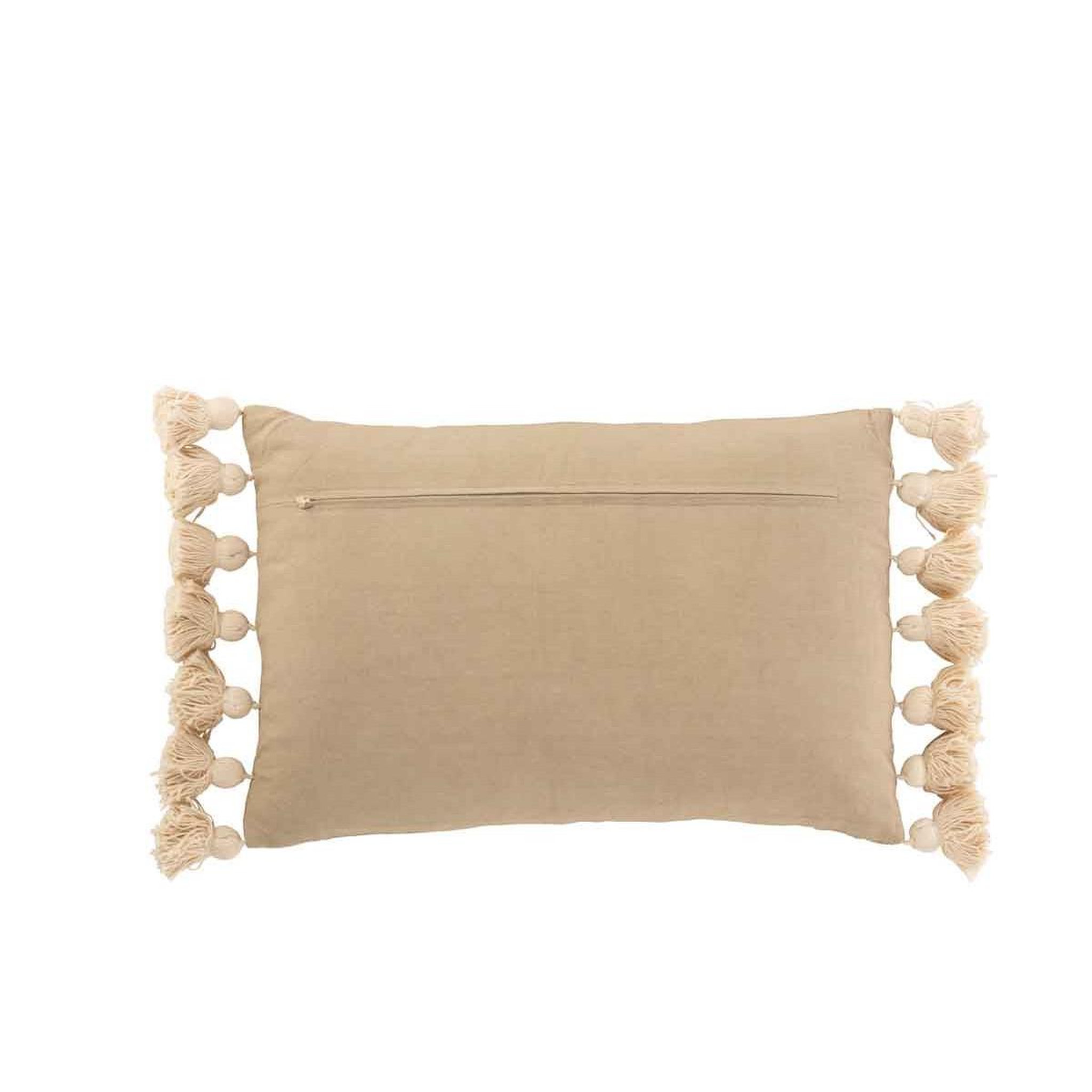 Voir la diapositive 2 : J-LINE Coussin déco à pompons  lexie  35x50cm taupe