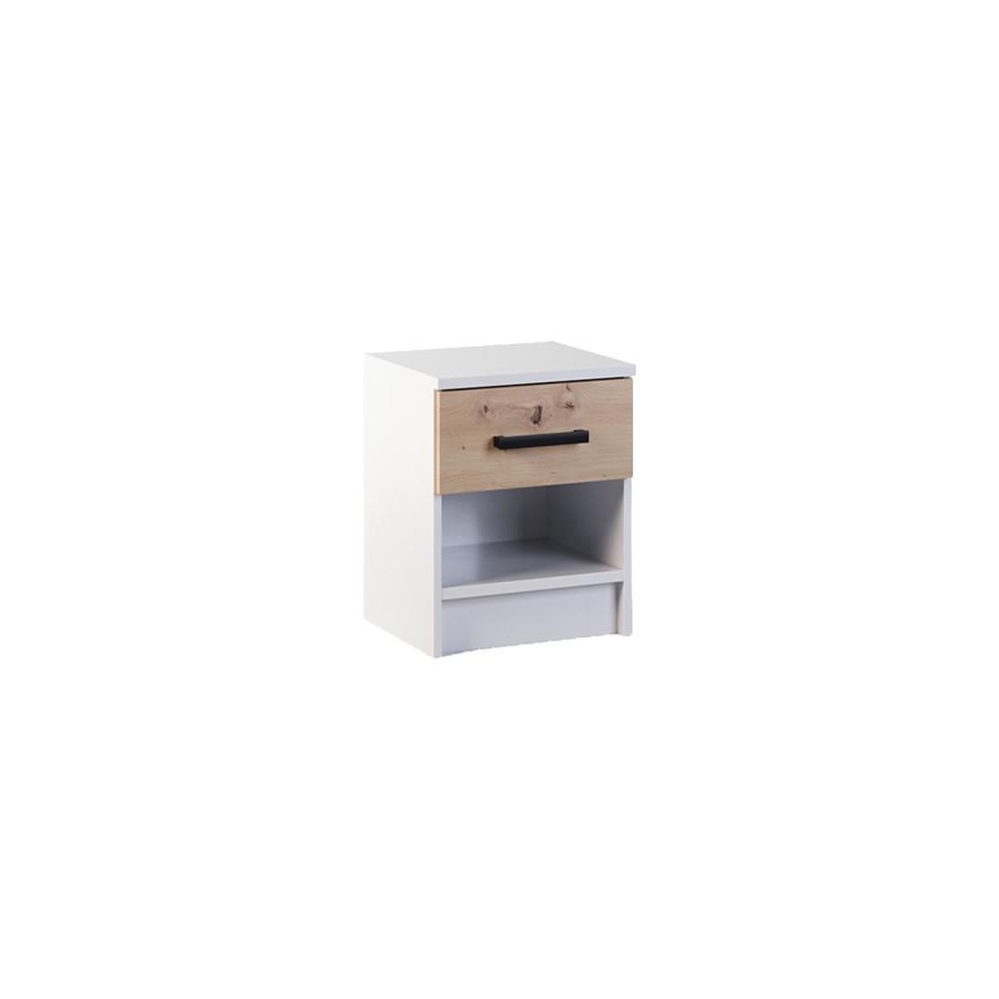 BEST MOBILIER Hayato - table de chevet - effet bois et blanc - 40 cm. Coloris disponibles : Marron