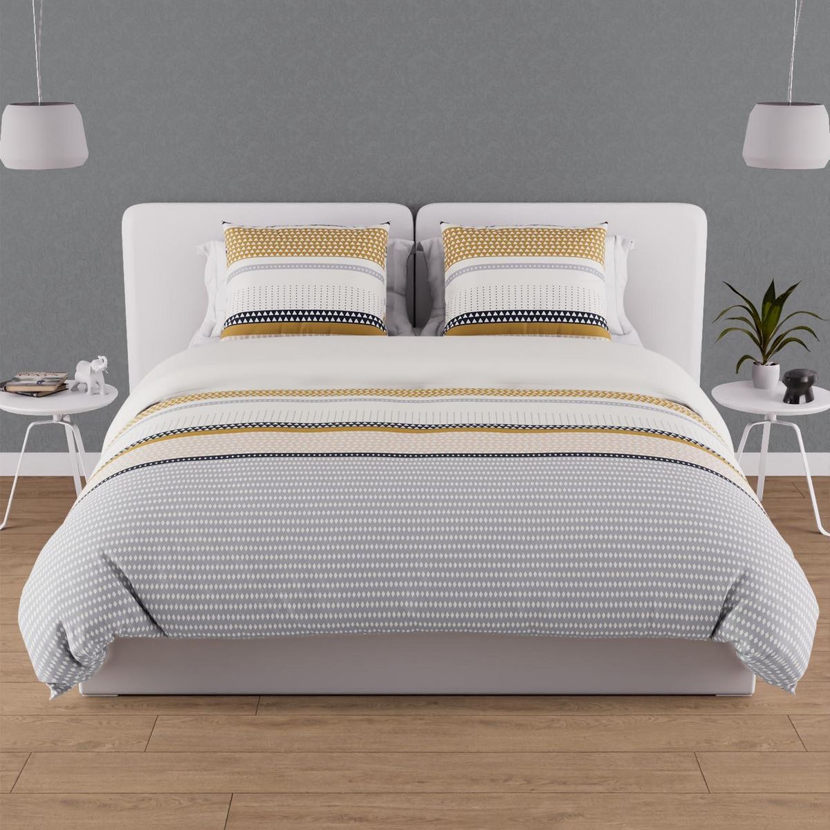 SOLEIL D'OCRE Parure housse de couette coton 57 fils THALES, par Soleil d'ocre