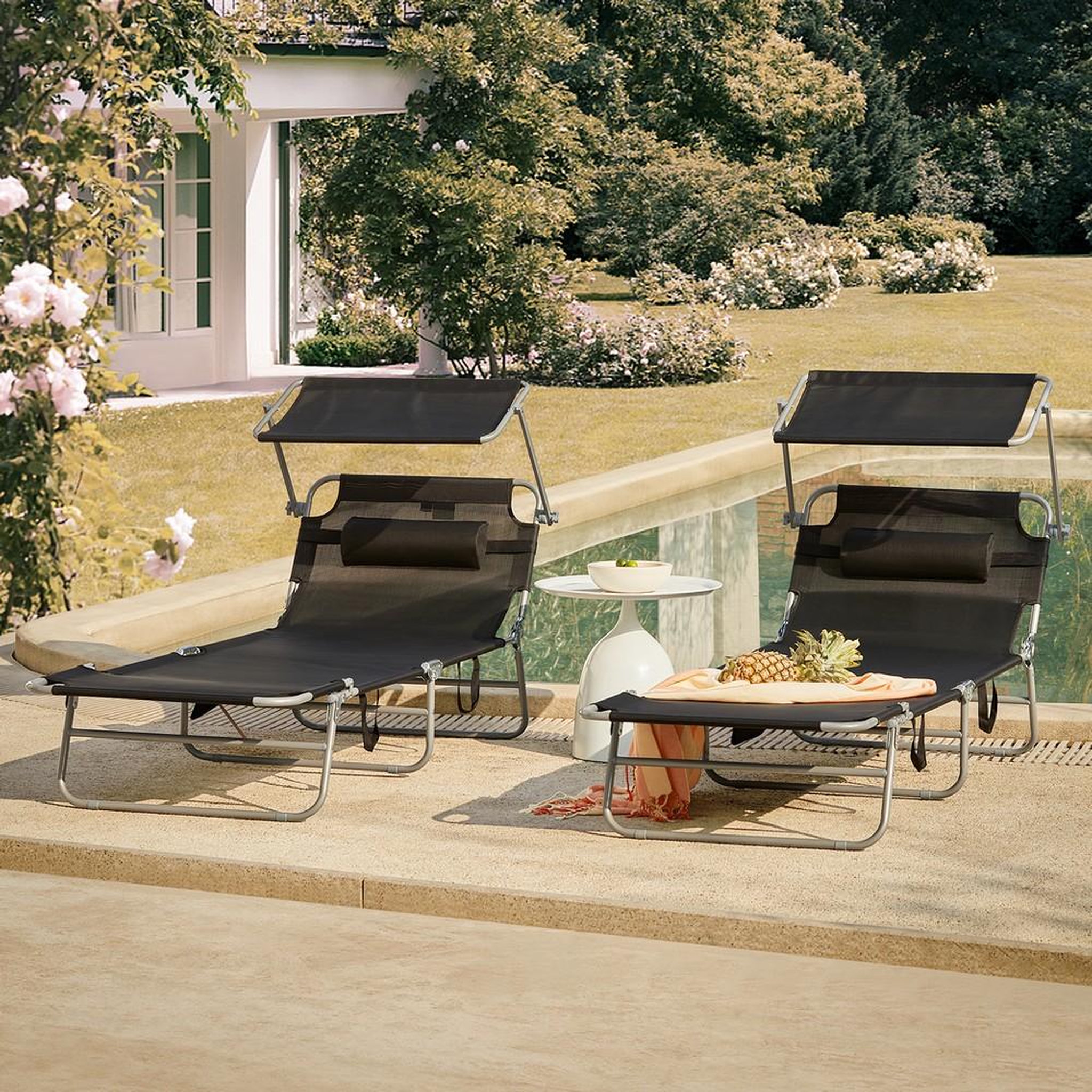 Voir la diapositive 2 : SOBUY SoBuy - Lot de 2 bains de soleil - Moderne - OGS48X2