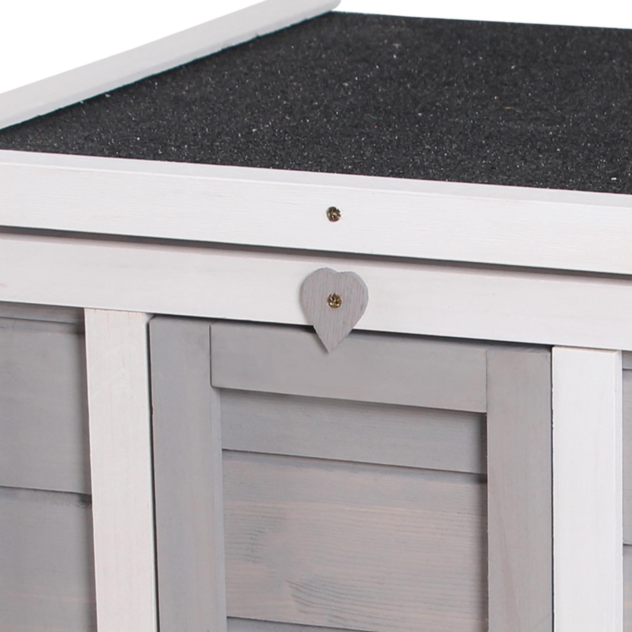 Voir la diapositive 5 : PAWHUT Clapier lapin niche sur pied - rampe porte verrouillable, toit ouvrant bitumé incliné - bois gris blanc