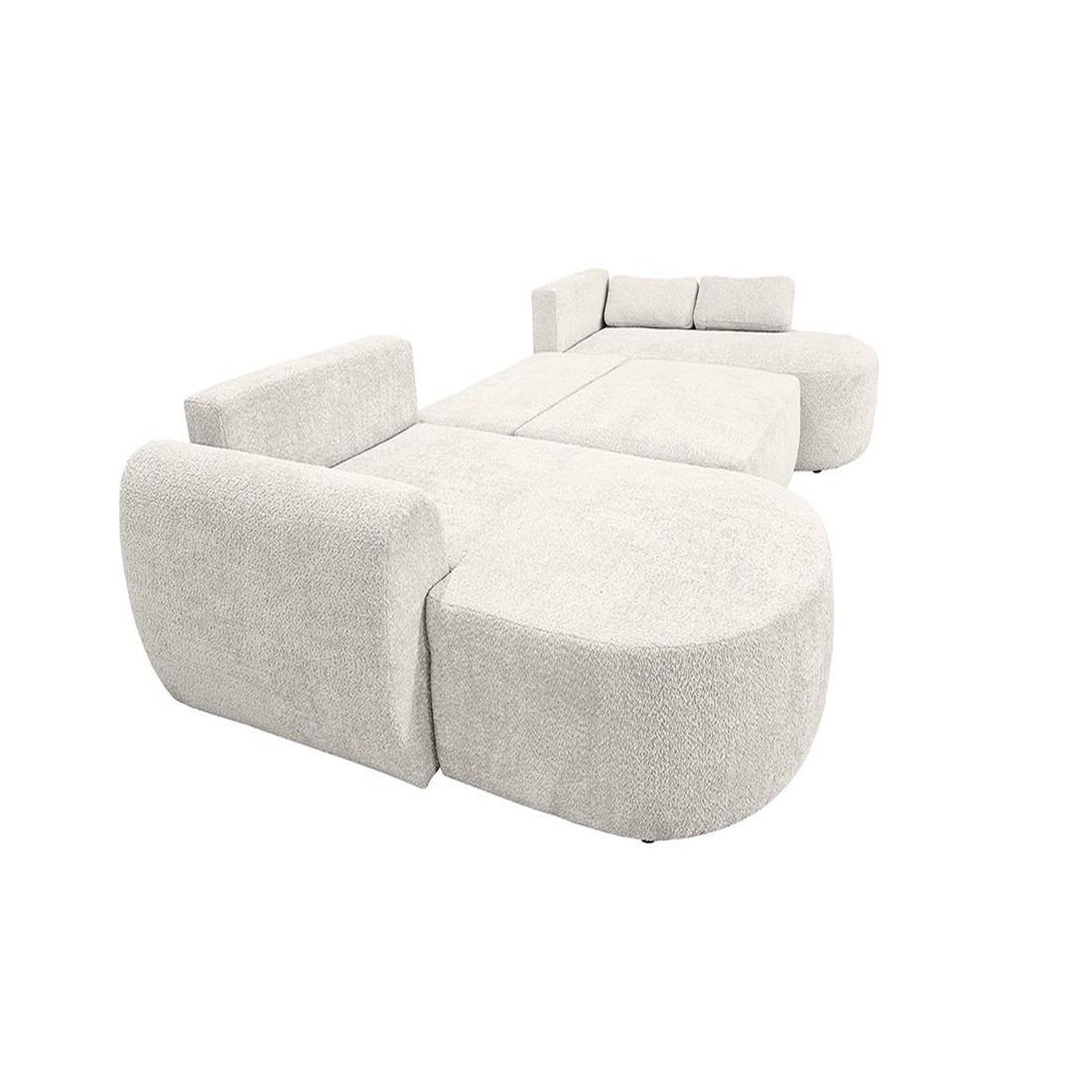 Voir la diapositive 2 : BEST MOBILIER Mahina - canapé panoramique en u 7 places - convertible avec coffre - en tissu bouclette