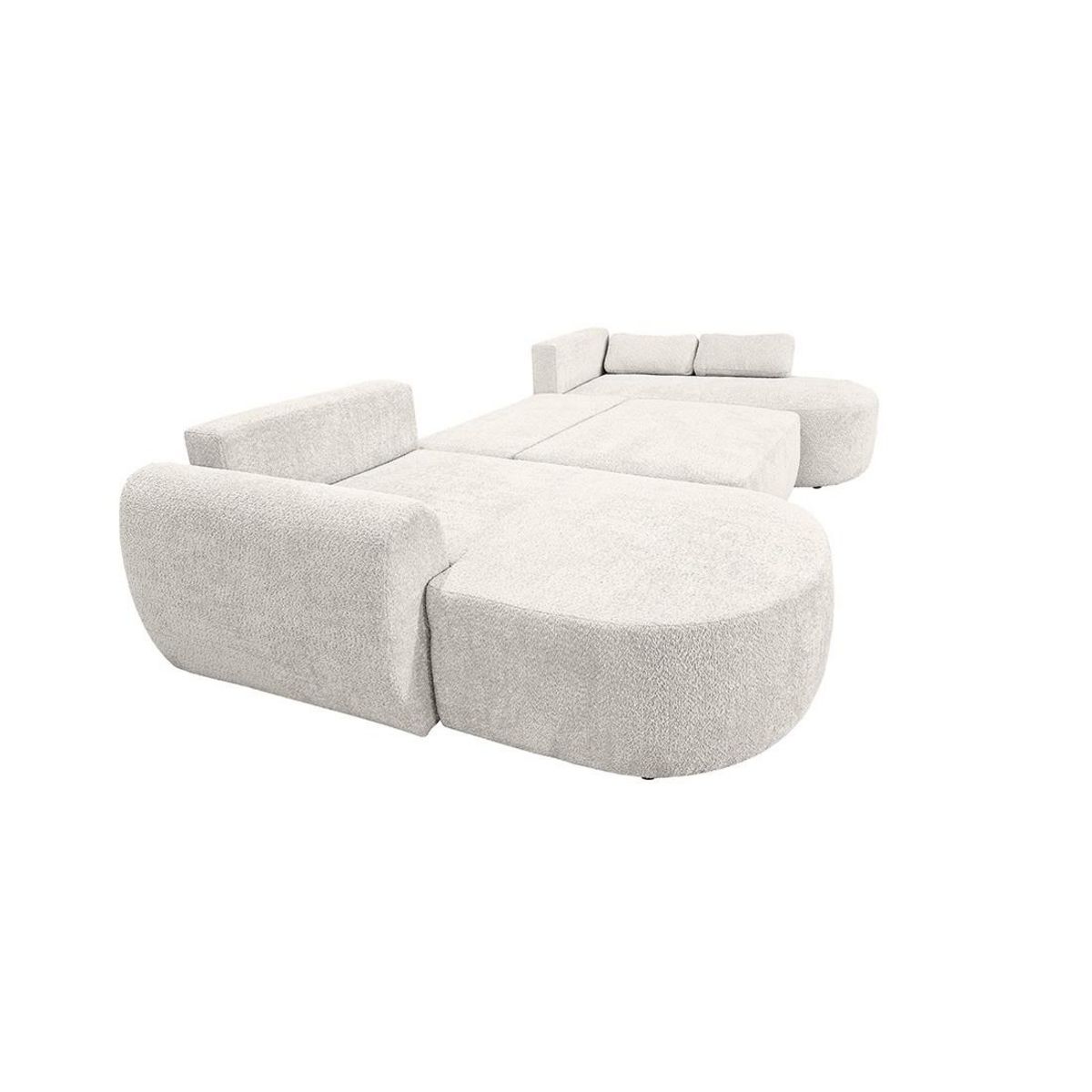 BEST MOBILIER Mahina - canapé panoramique en u 7 places - convertible avec coffre - en tissu bouclette