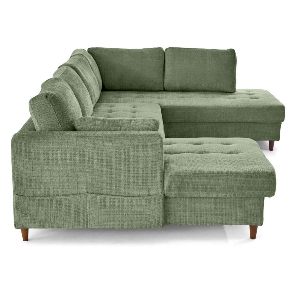 LISA DESIGN Anna - canapé panoramique d'angle droit 7 places convertible avec coffre en velours texturé