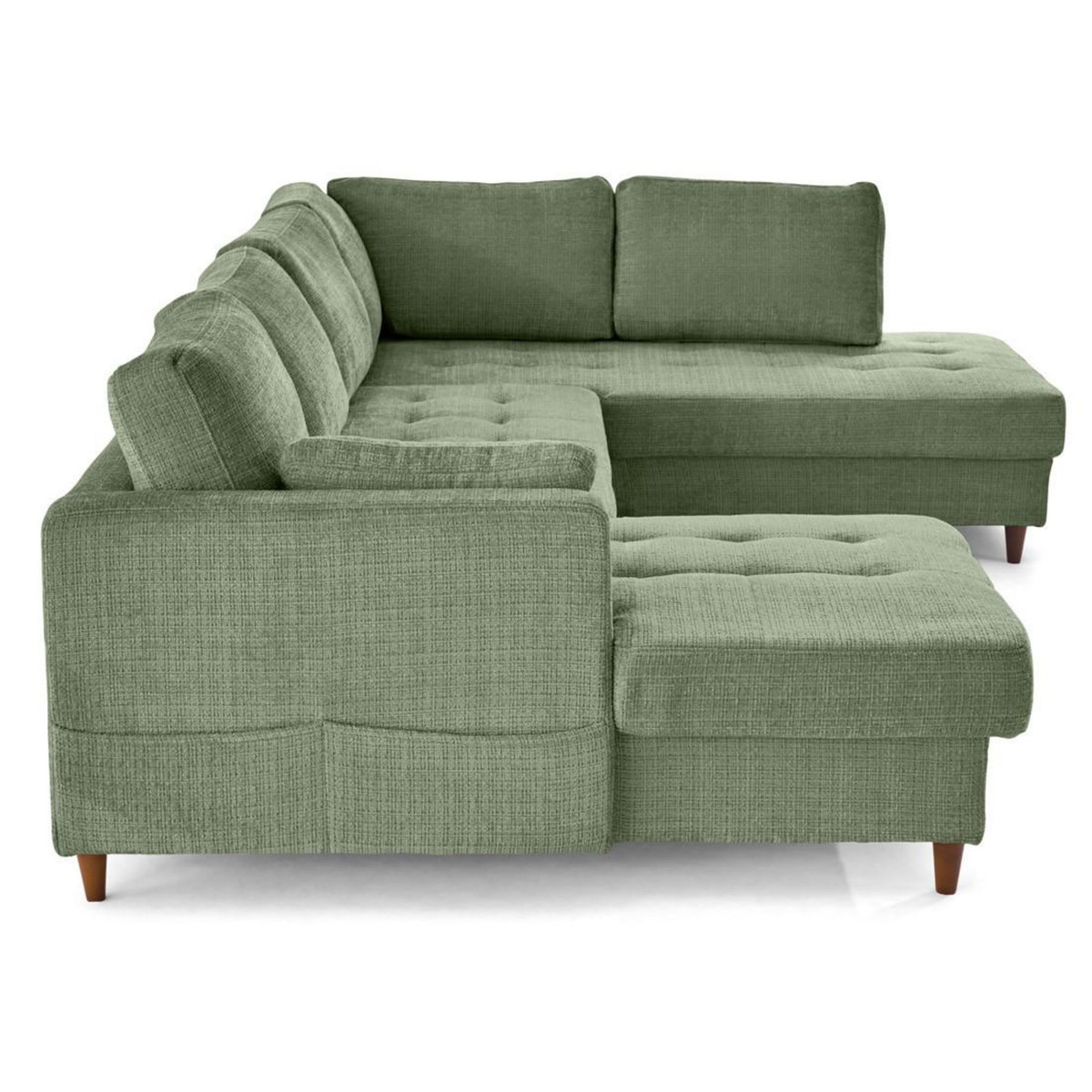 LISA DESIGN Anna - canapé panoramique d'angle droit 7 places convertible avec coffre en velours texturé