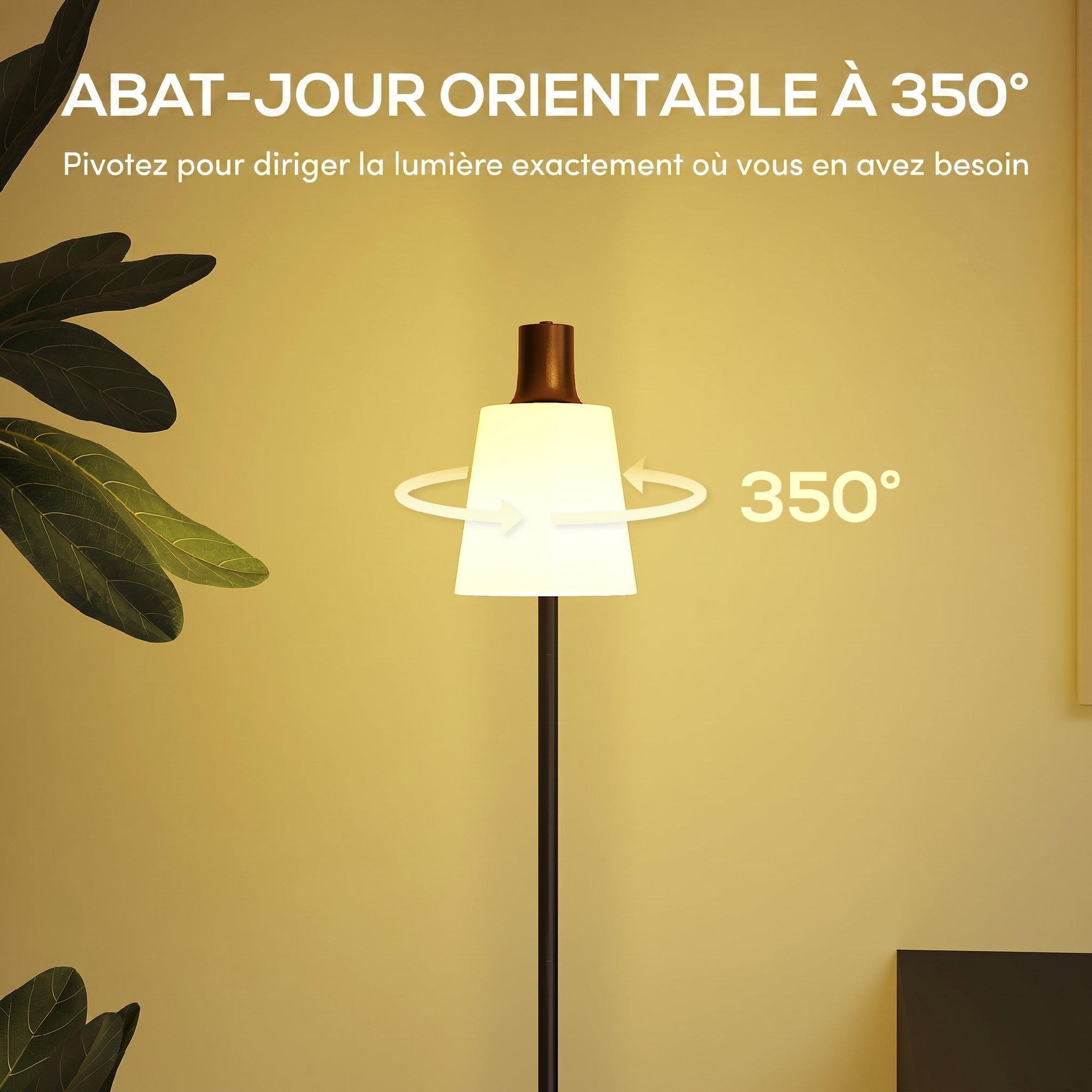 Voir la diapositive 6 : HOMCOM Lampadaire rétro réglable ampoule incluse noir doré
