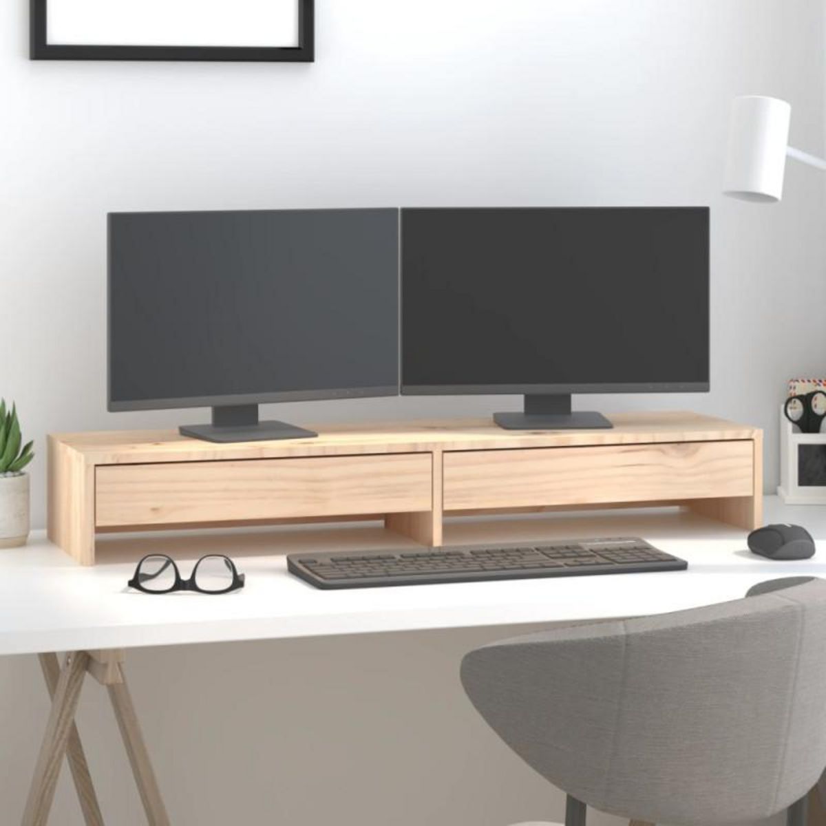 VIDAXL Support pour moniteur 100x27x15 cm Bois de pin solide