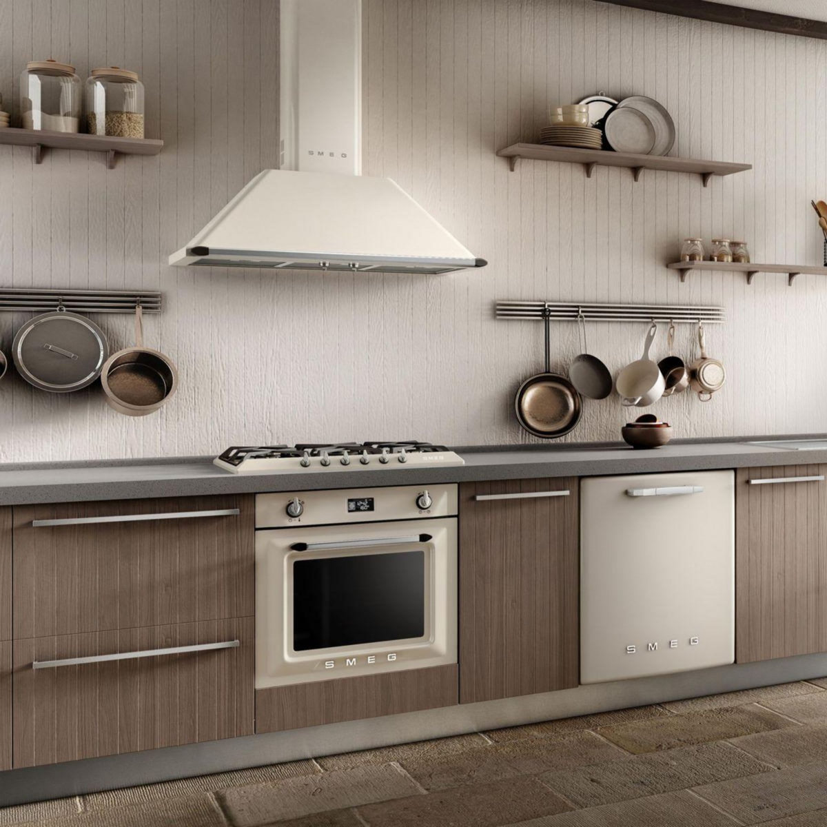 SMEG Hotte décorative murale KT90PE crème pour BU93