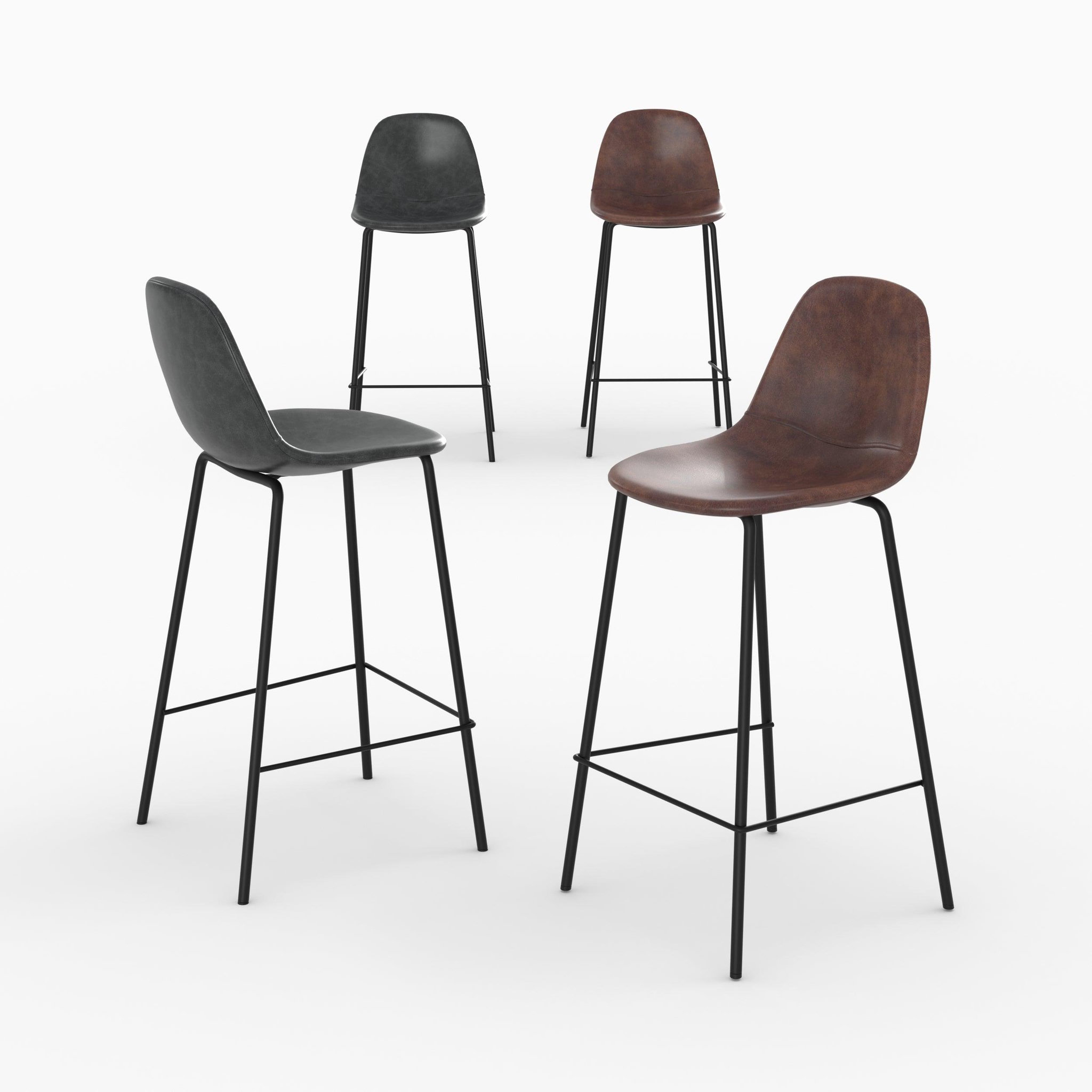 MAISON PAVANE Pack 4 chaises pour îlot central marron et gris/noir 65 cm-henrik