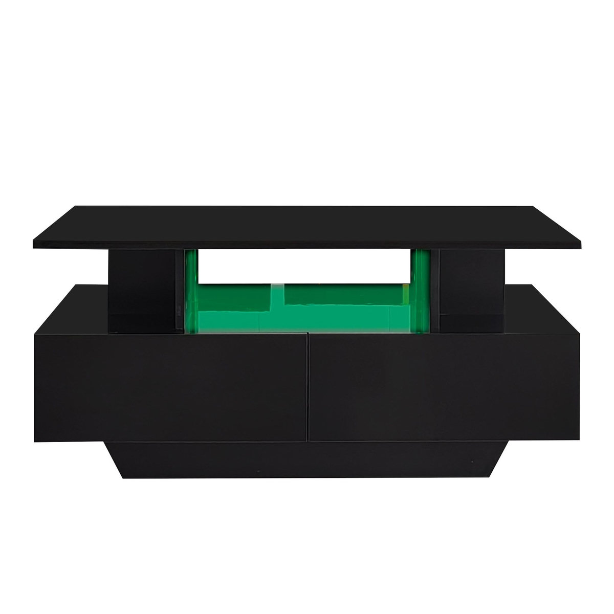 MERAX Table Basse Avec 2 Tiroirs Et LED