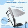 Voir la diapositive 6 : HOMCOM Tricycle enfant évolutif pare-soleil pliable canne télescopique amovible acier gris