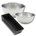 ZENKER Lot de pâtisserie avec 1 Moule à Cake 30,5 cm, 1 spatule Zenker et 2 bols à mixer en inox Fackelmann