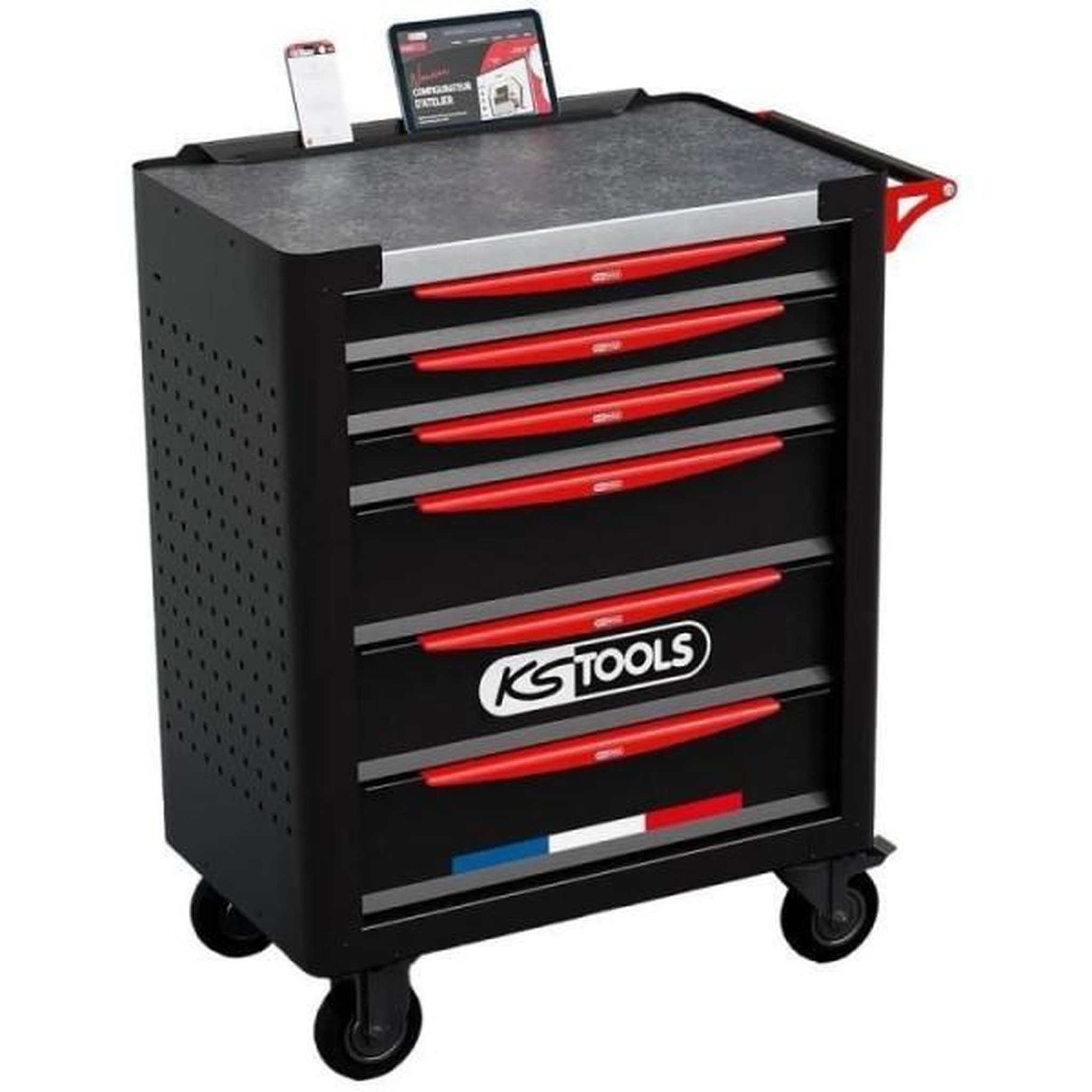 KS TOOLS Servante d'atelier - equipée - 6 tiroirs - ks tools - 824.6536f - noir - 265 outils - fabriquée en france