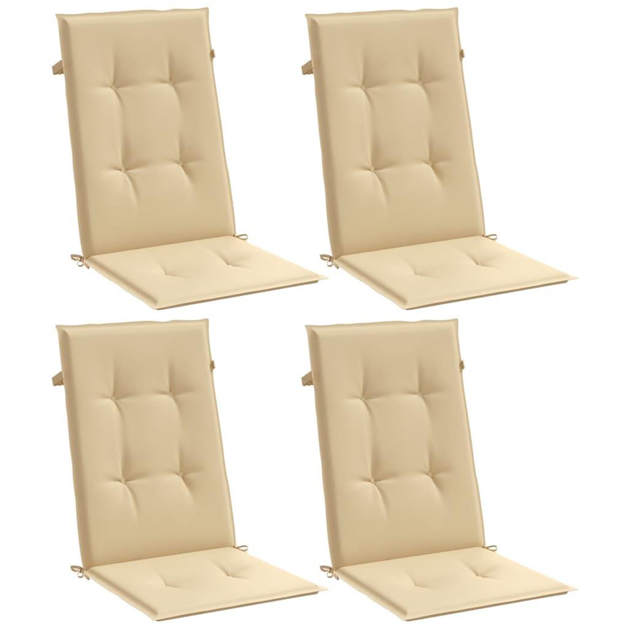 Voir la diapositive 3 : VIDAXL Coussins de chaise a dossier haut lot de 4 beige melange tissu