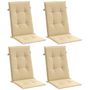 Voir la diapositive 3 : VIDAXL Coussins de chaise a dossier haut lot de 4 beige melange tissu