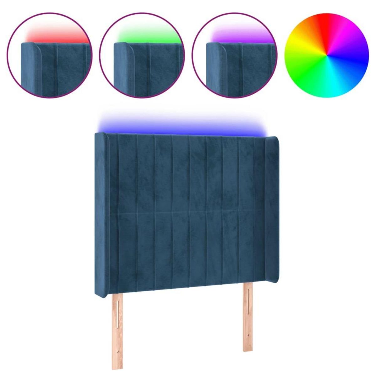 VIDAXL Tete de lit a LED Bleu fonce 103x16x118/128 cm Velours