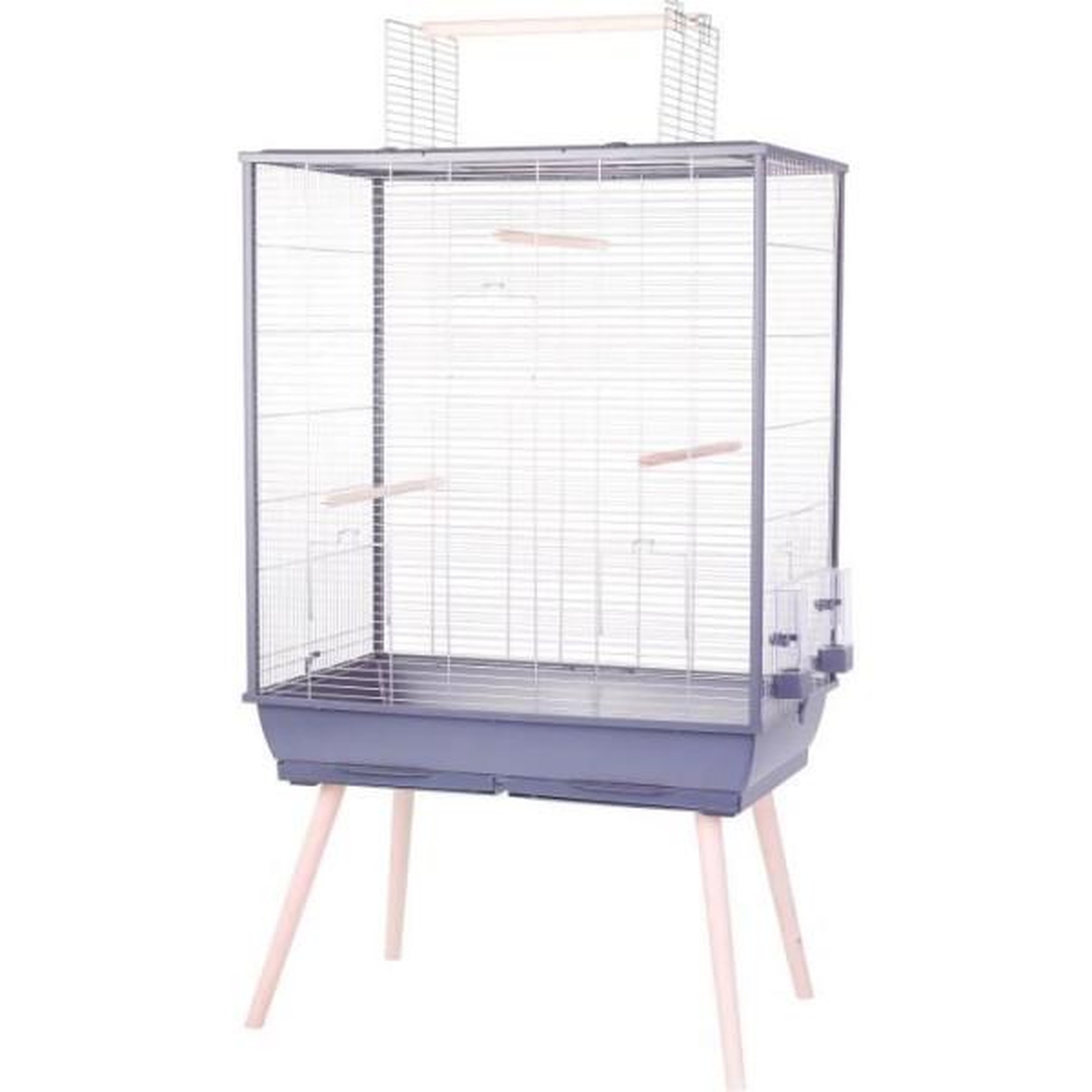 Zolux ZOLUX Cage grillagée surélevée pour oiseau - Pour perruche, calopsitte, canari - 81 x 48 x 152 cm - Néolife - Gris