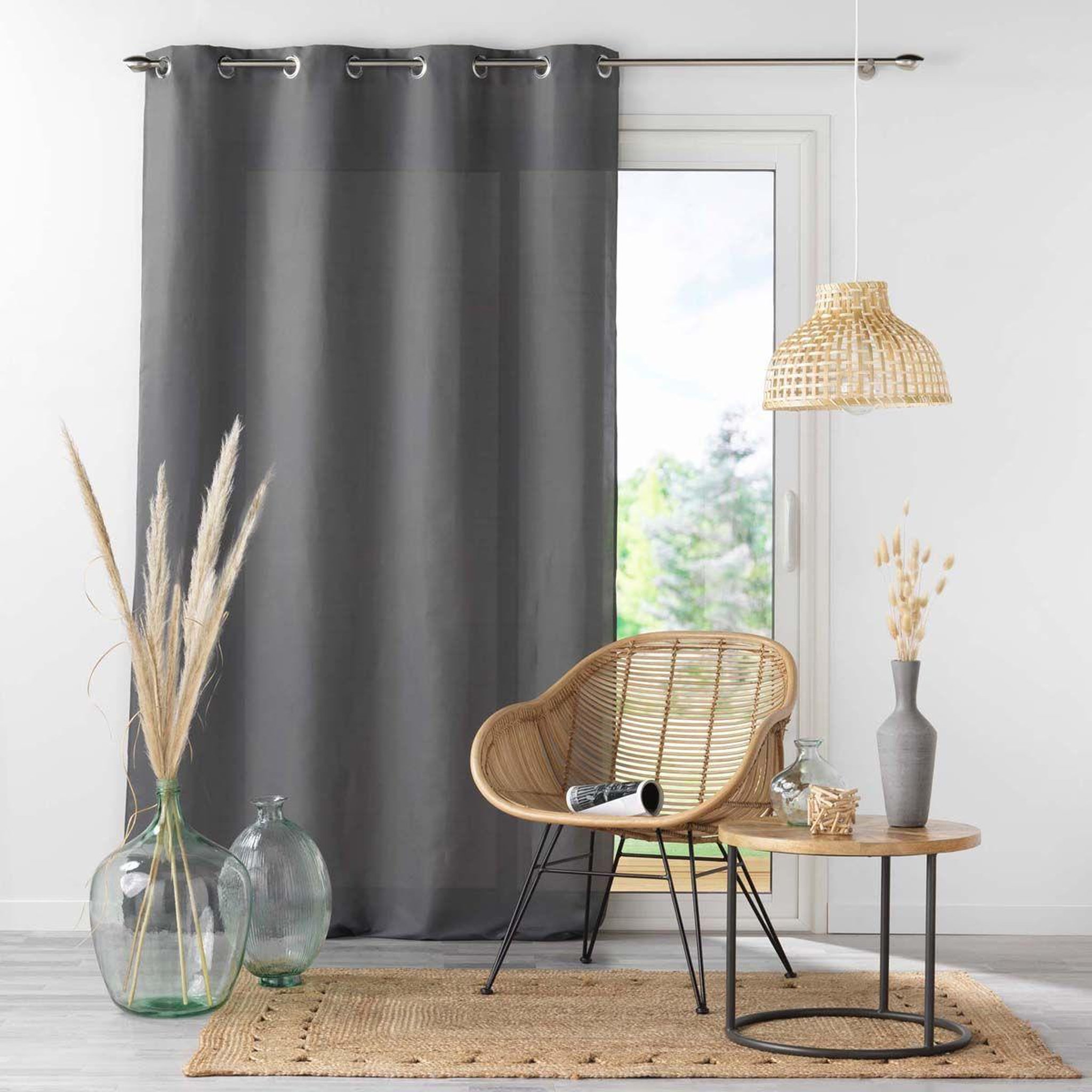 Voir la diapositive 3 : Douceur d'Intérieur Rideau à oeillets  absolu  140x260cm anthracite
