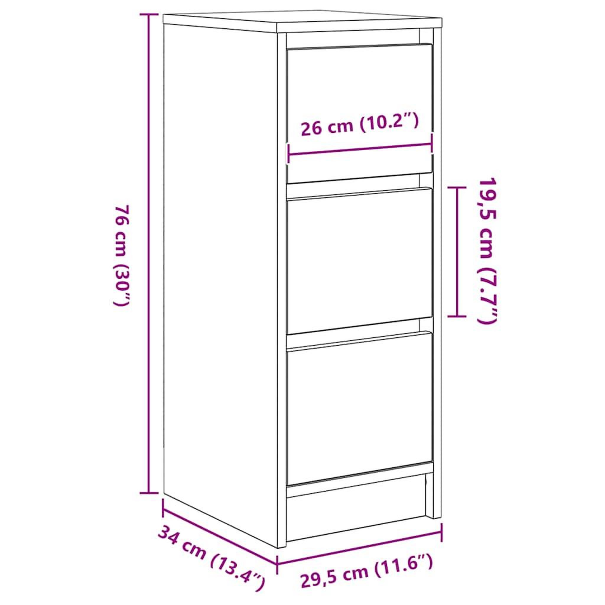 Voir la diapositive 6 : VIDAXL Buffet blanc 29,5x34x76 cm bois d'ingenierie