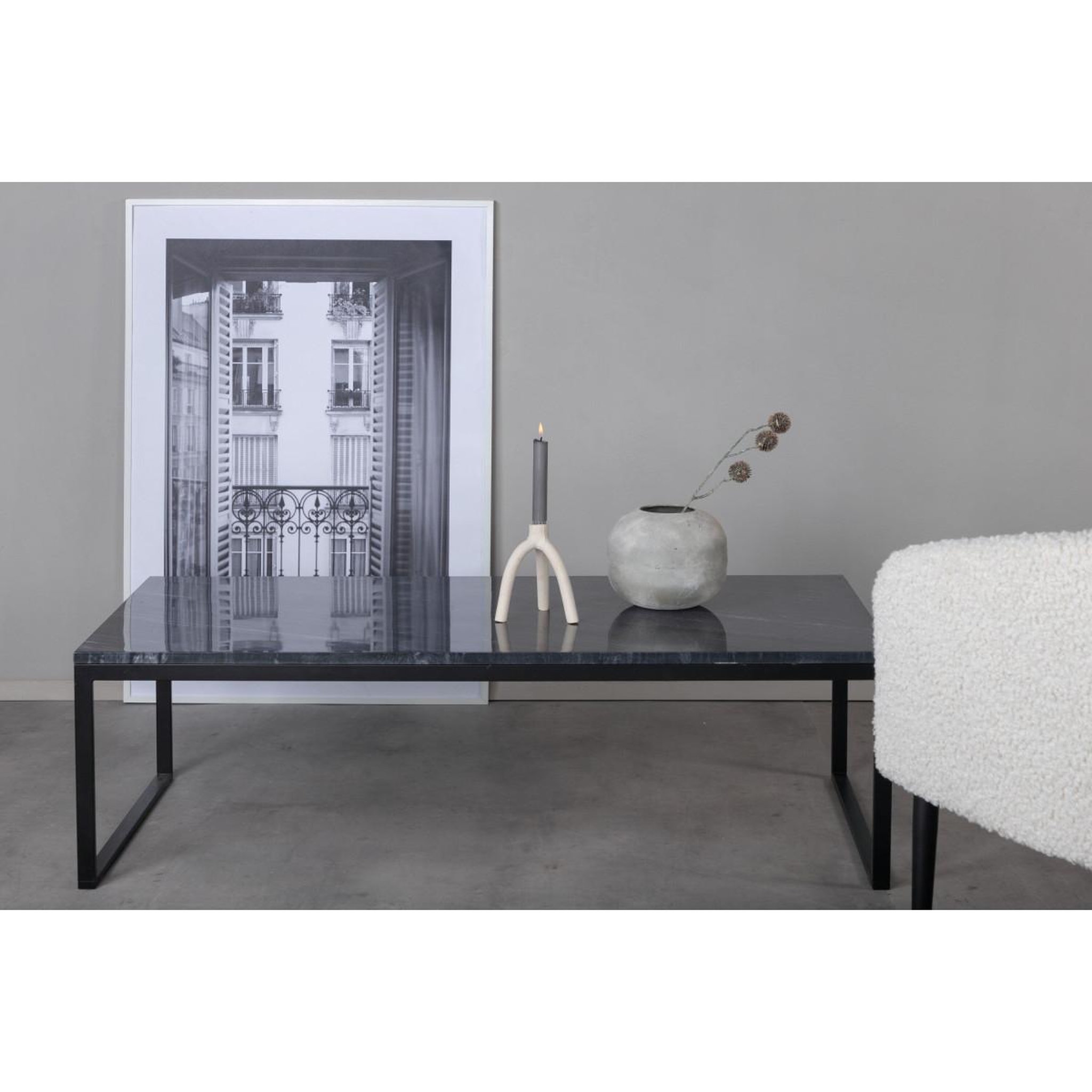 Voir la diapositive 4 : Paris Prix Table basse en marbre  estelle  120cm gris & noir