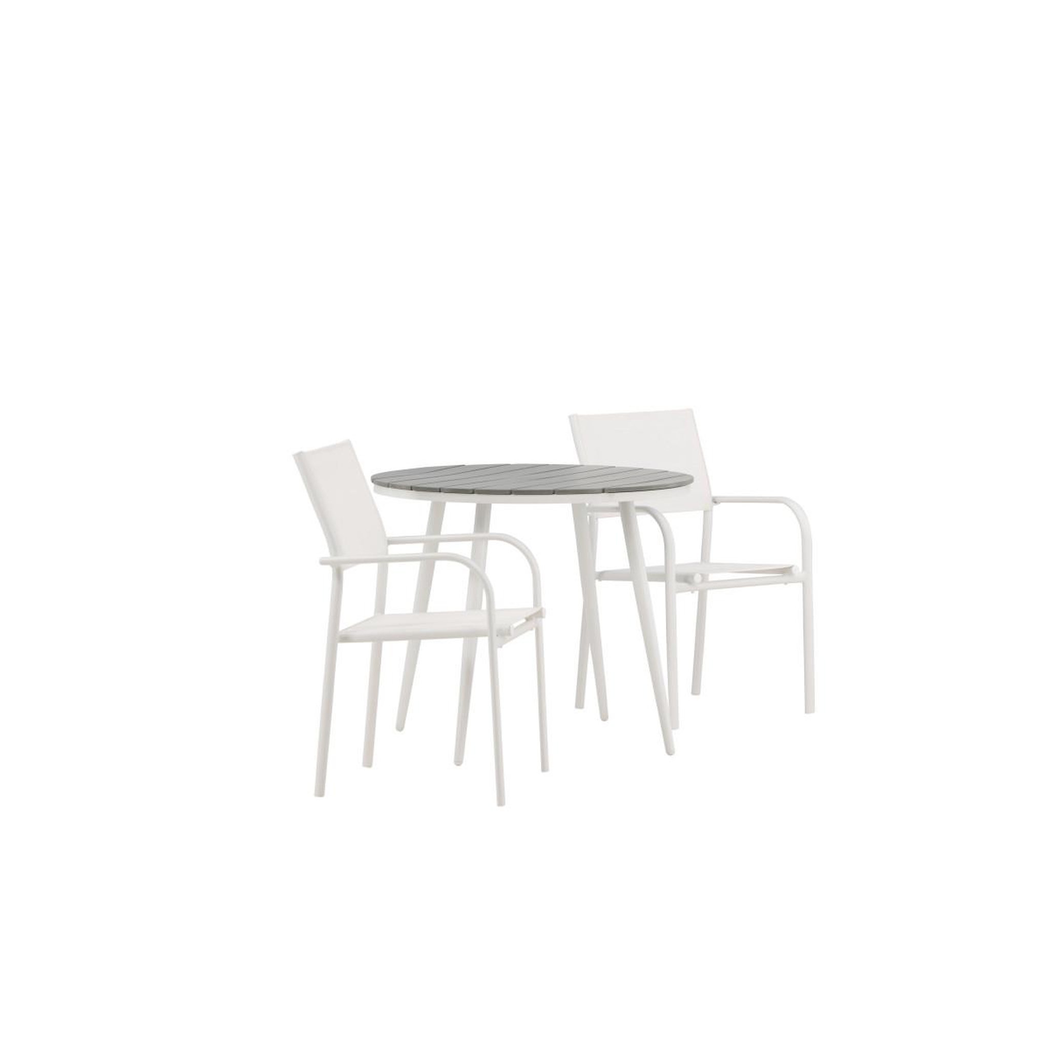 Voir la diapositive 3 : Paris Prix Ensemble table de jardin & 2 chaises  break & santorini  90cm gris & blanc