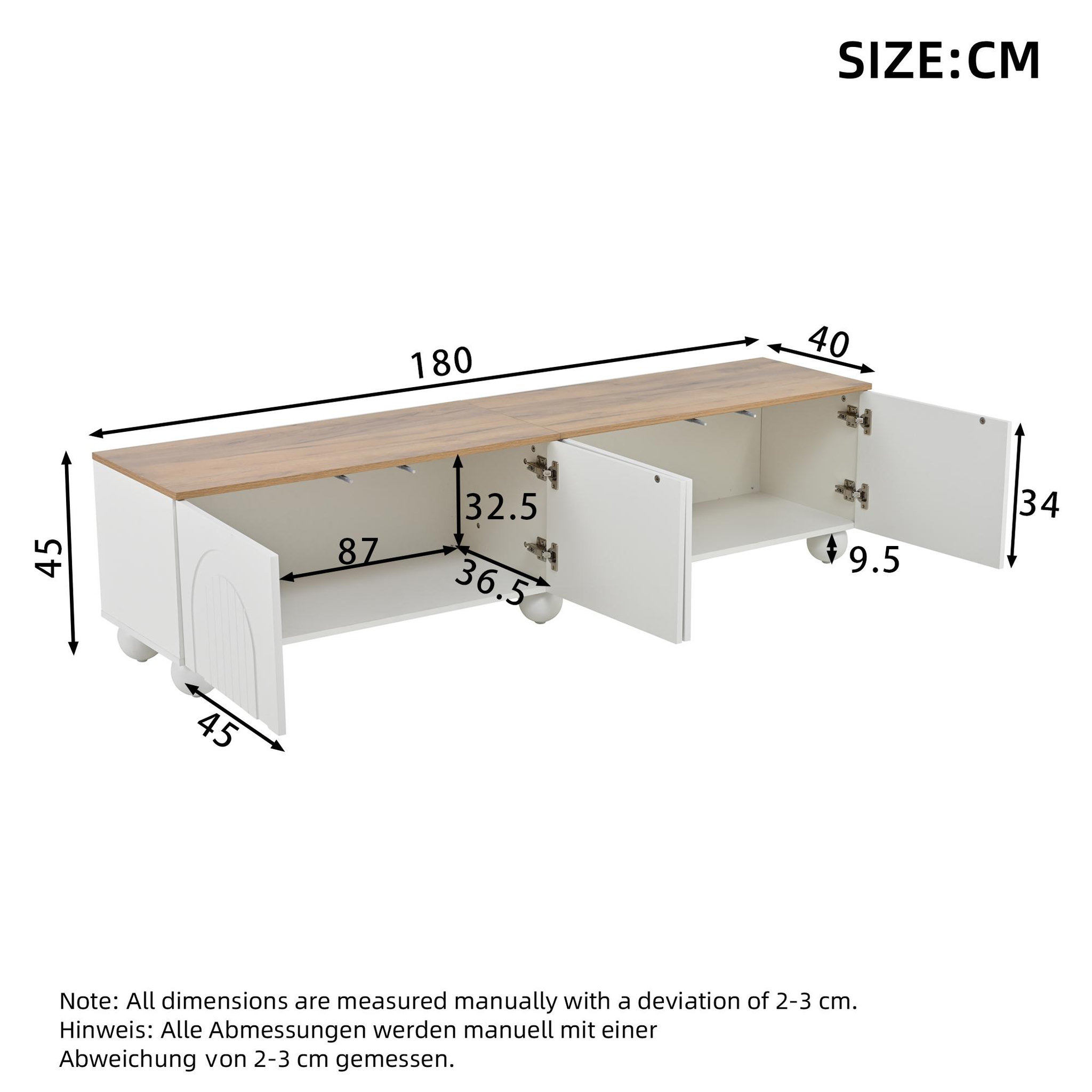 Voir la diapositive 3 : MERAX Meuble tv blanc+naturel 180 cm mdf