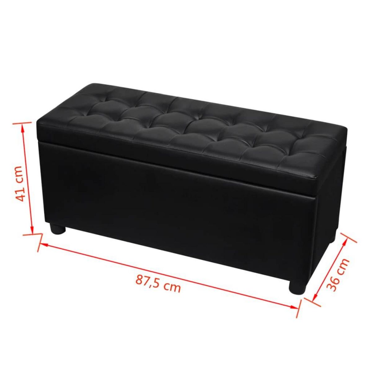 VIDAXL Pouf de rangement Cuir synthetique Noir