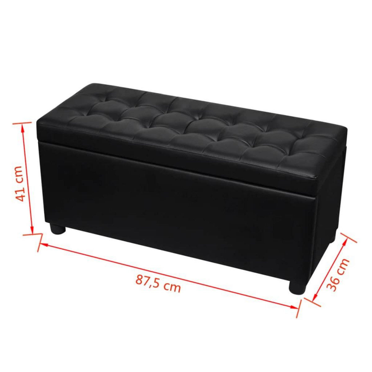 VIDAXL Pouf de rangement Cuir synthetique Noir