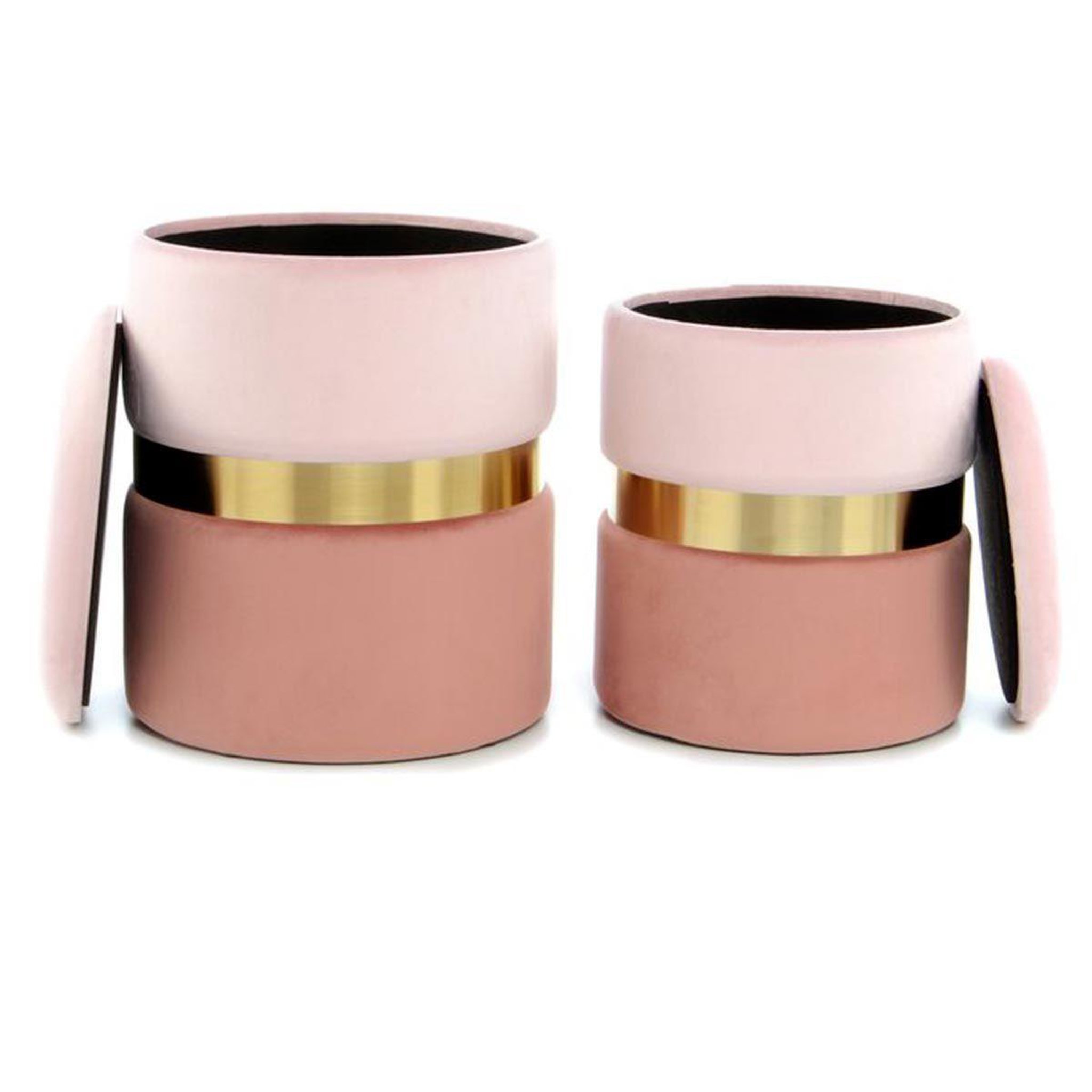 Paris Prix Lot de 2 poufs & coffres de rangement  zora  44cm rose