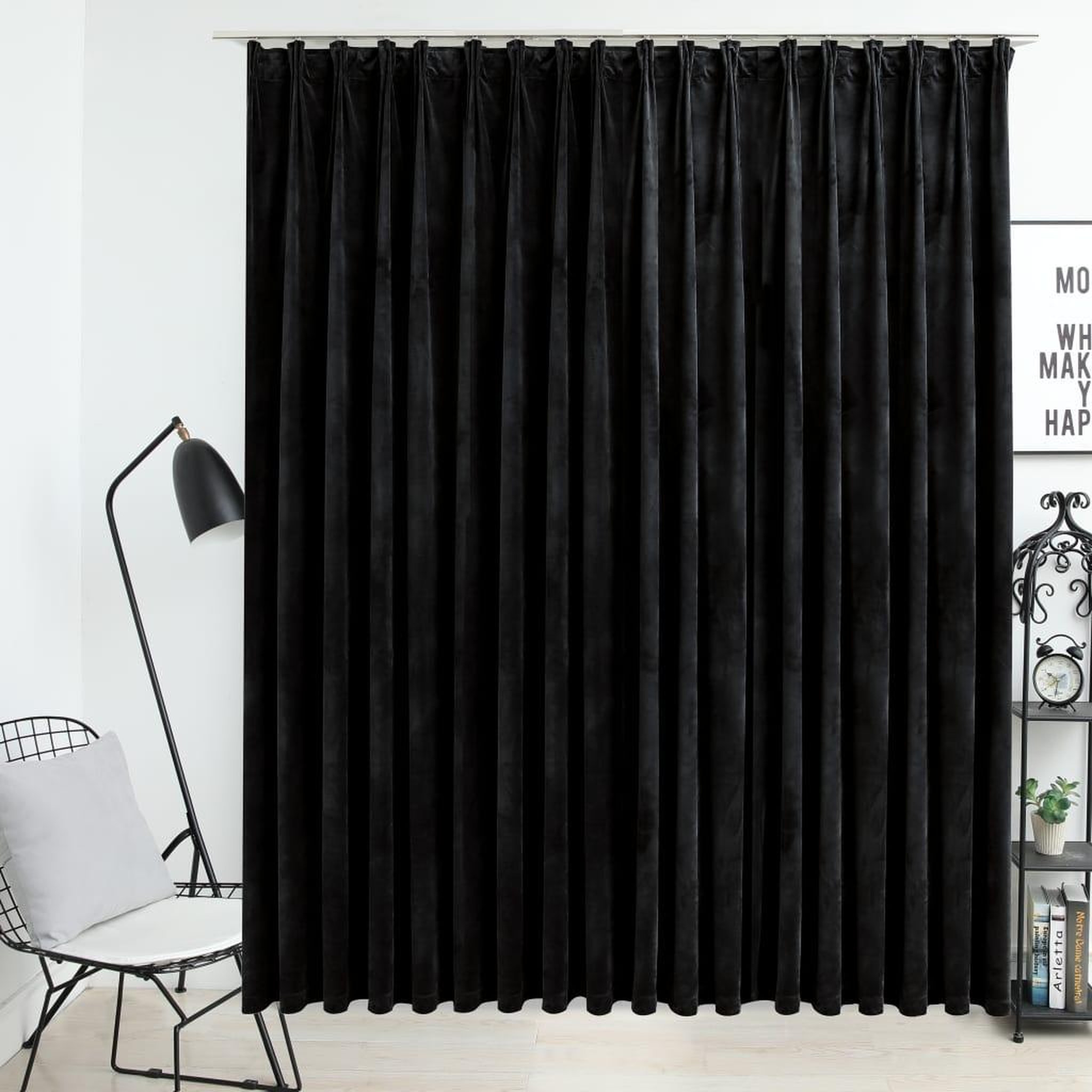 Voir la diapositive 1 : VIDAXL Rideau occultant avec crochets Velours Noir 290x245 cm
