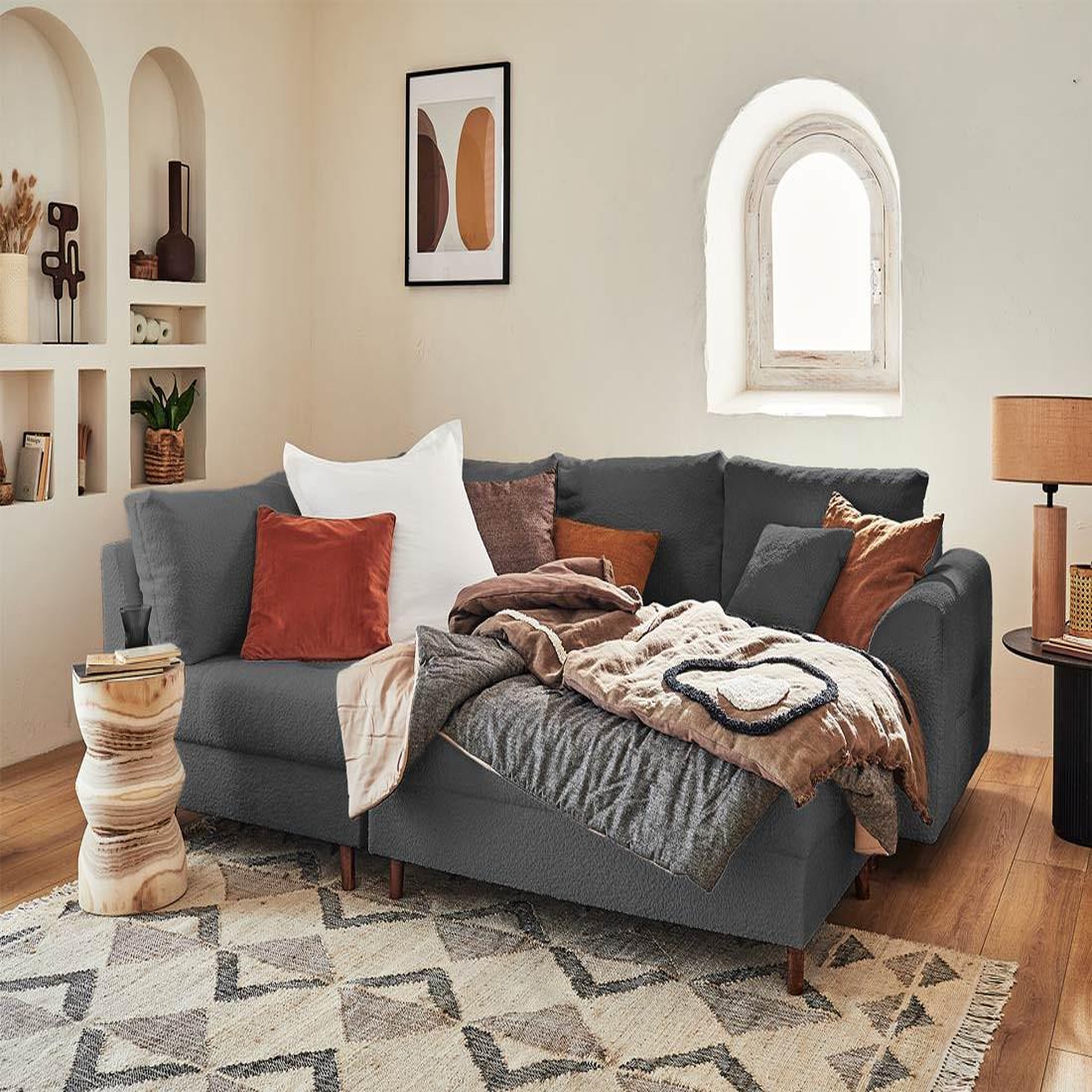 Voir la diapositive 4 : LISA DESIGN Rune - pouf modulable - en tissu bouclette